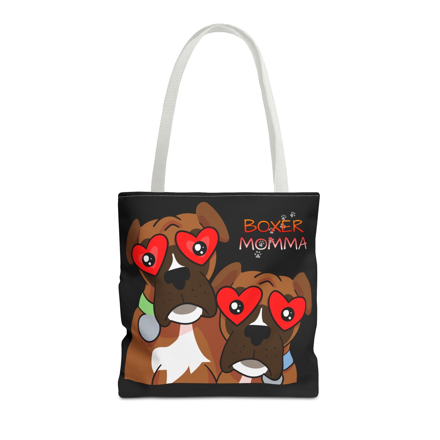 Boxer Momma Tote Bag Black - Durable Canvas Shoulder Bag for Dog Lovers, Spacious Everyday Carry, Pet Mom Gift