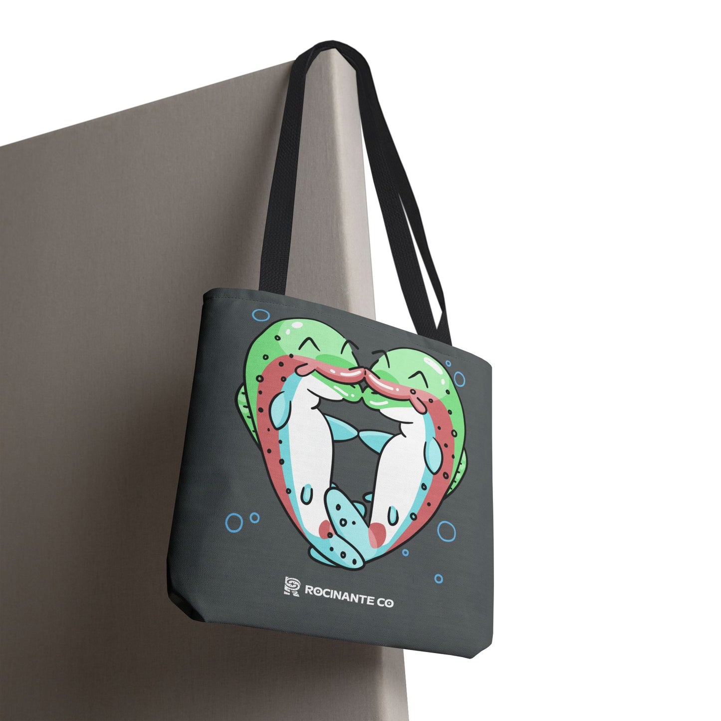 Trout Heart Tote Bag Grey - Eco-Friendly Reusable Shopper, Durable Canvas Carryall for Everyday Use & Gift Idea