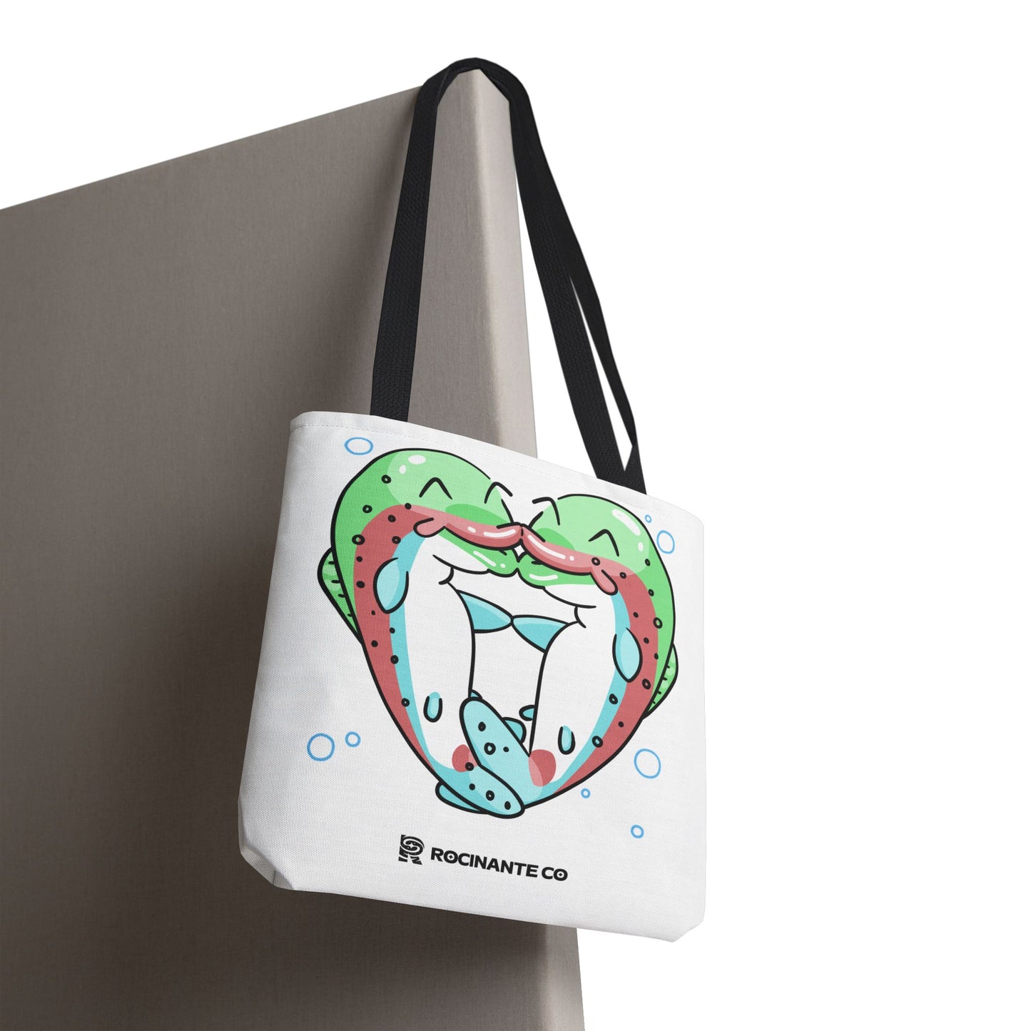 Trout Heart Tote Bag White, Cute Fish Illustration Canvas Shopper, Eco-Friendly Reusable Grocery Bag, Stylish Everyday Carry-All