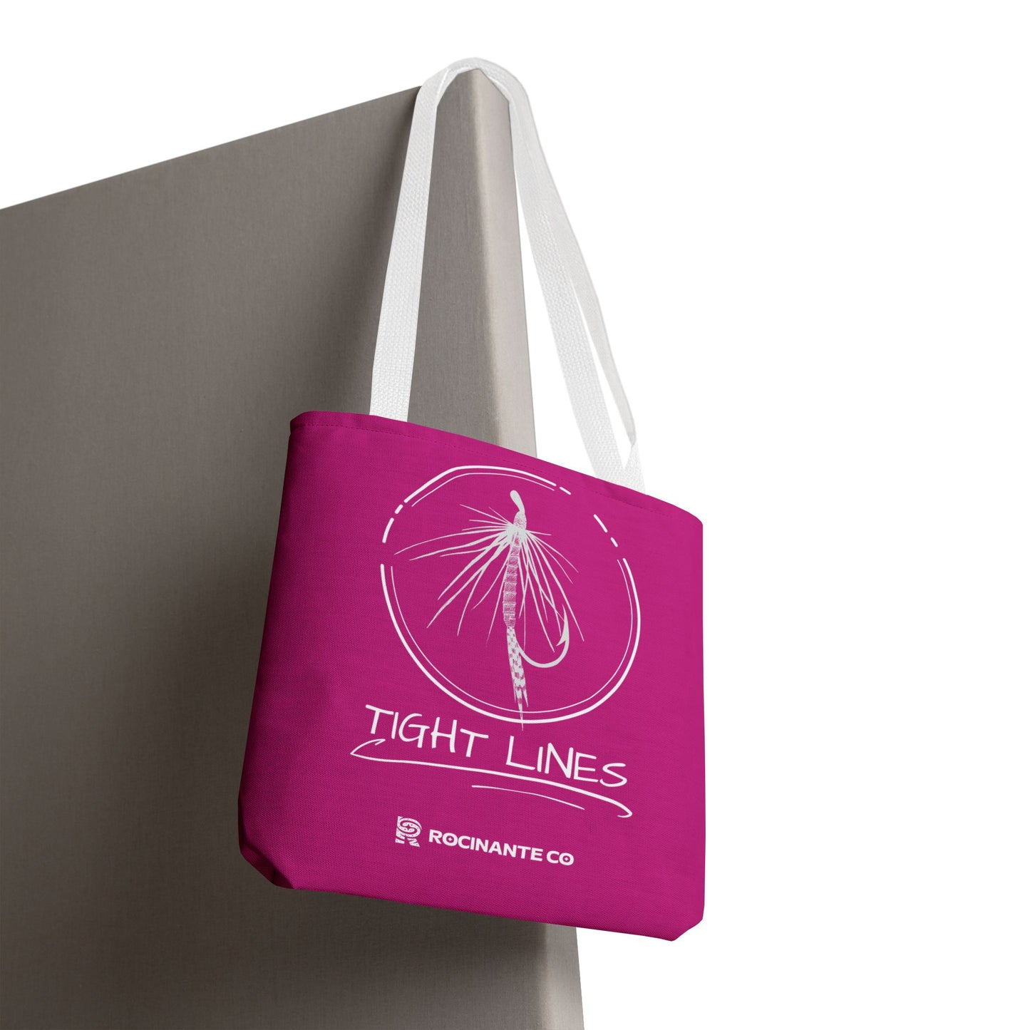 Pink Tight Lines Tote Bag, Fishing Canvas Tote Lightweight Durable Beach Market Bag