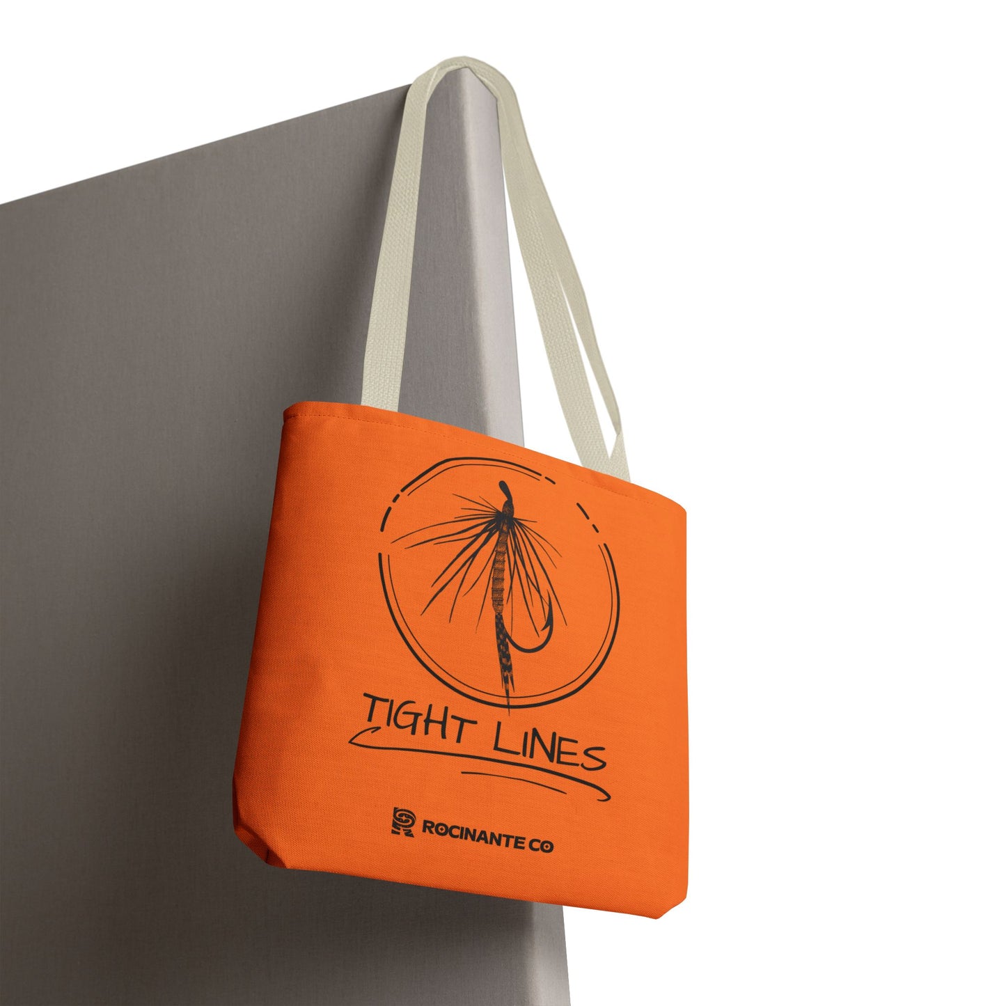 Tight Lines Tote Bag Orange, Durable Canvas Fishing, Beach, Market, Lightweight Reusable Grocery Bag, Outdoor Adventure Gift