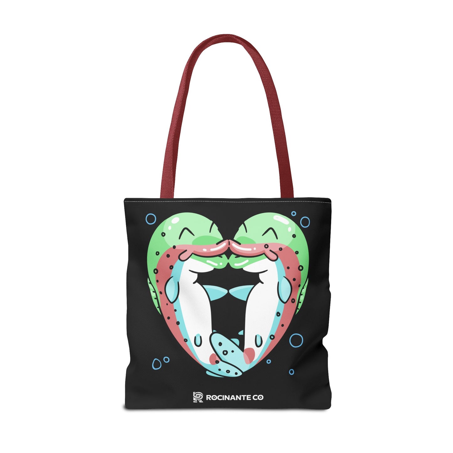 Trout Heart Tote Bag Black – Eco-Friendly Reusable Grocery Shopper, Stylish Canvas Bag for Fishing Lovers & Outdoor Adventures
