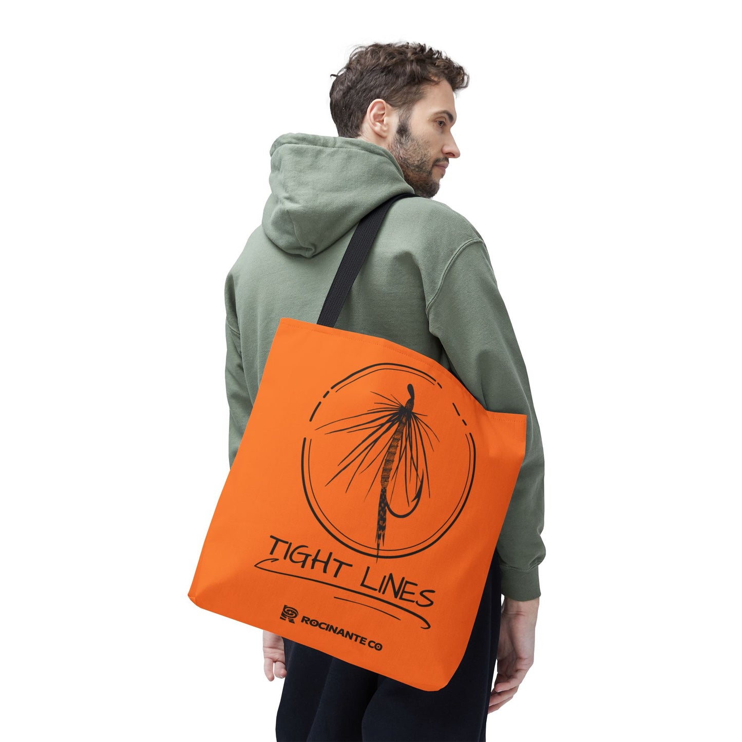 Tight Lines Tote Bag Orange, Durable Canvas Fishing, Beach, Market, Lightweight Reusable Grocery Bag, Outdoor Adventure Gift