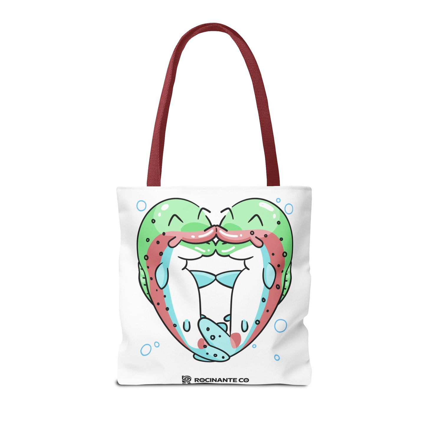 Trout Heart Tote Bag White, Cute Fish Illustration Canvas Shopper, Eco-Friendly Reusable Grocery Bag, Stylish Everyday Carry-All