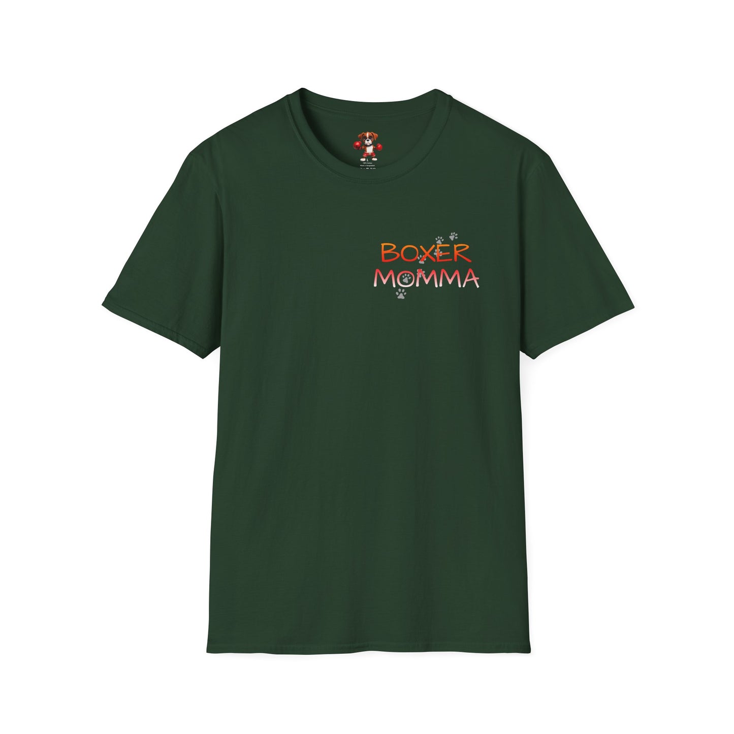 Unisex Boxer Momma T-Shirt - Softstyle Cotton Tee, Dog Lover Gift, Casual Fit, Pet Mom Shirt, Comfortable & Durable