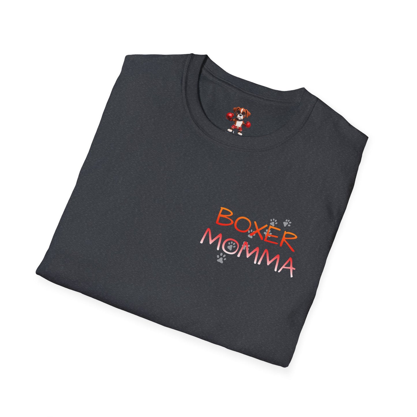 Unisex Boxer Momma T-Shirt - Softstyle Cotton Tee, Dog Lover Gift, Casual Fit, Pet Mom Shirt, Comfortable & Durable