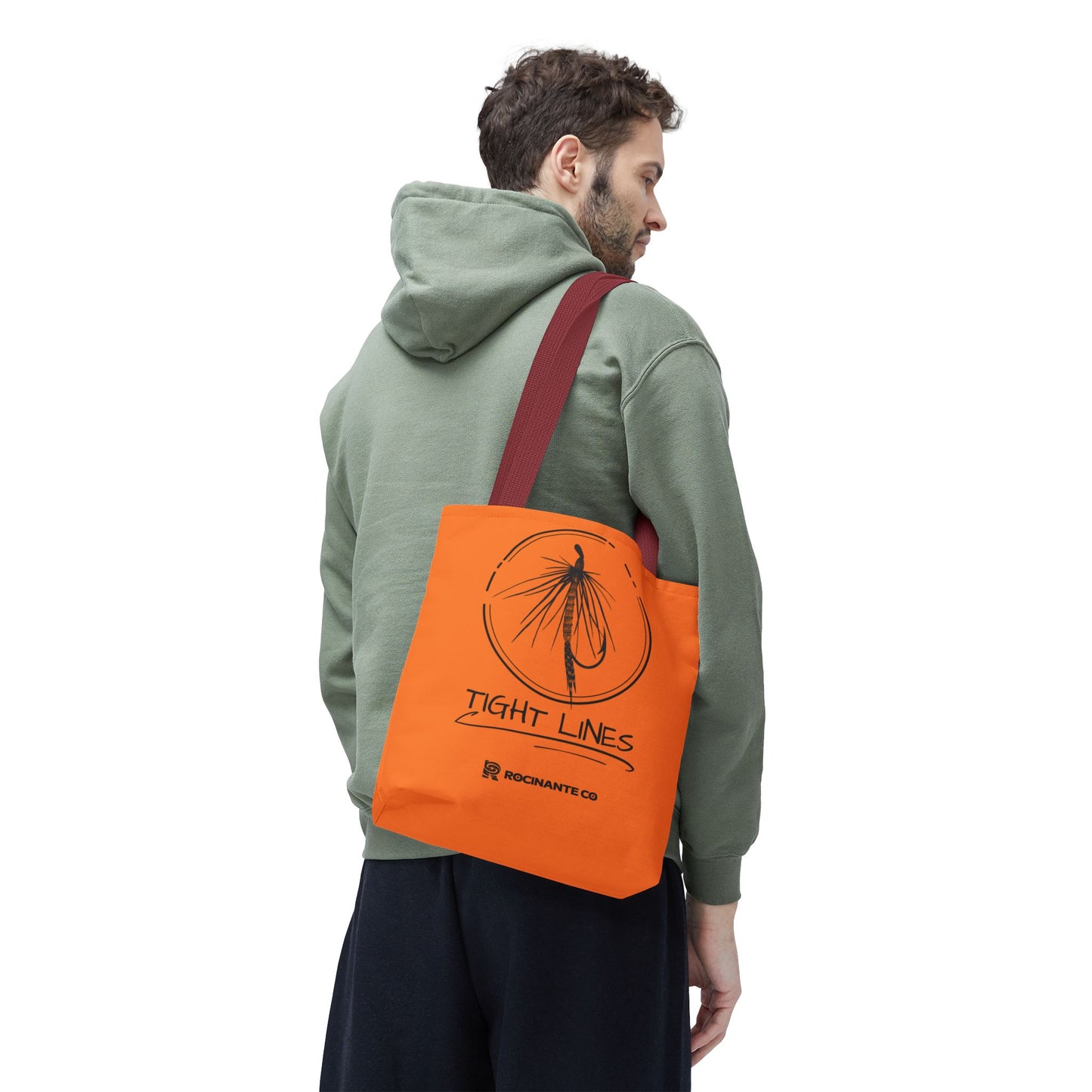 Tight Lines Tote Bag Orange, Durable Canvas Fishing, Beach, Market, Lightweight Reusable Grocery Bag, Outdoor Adventure Gift
