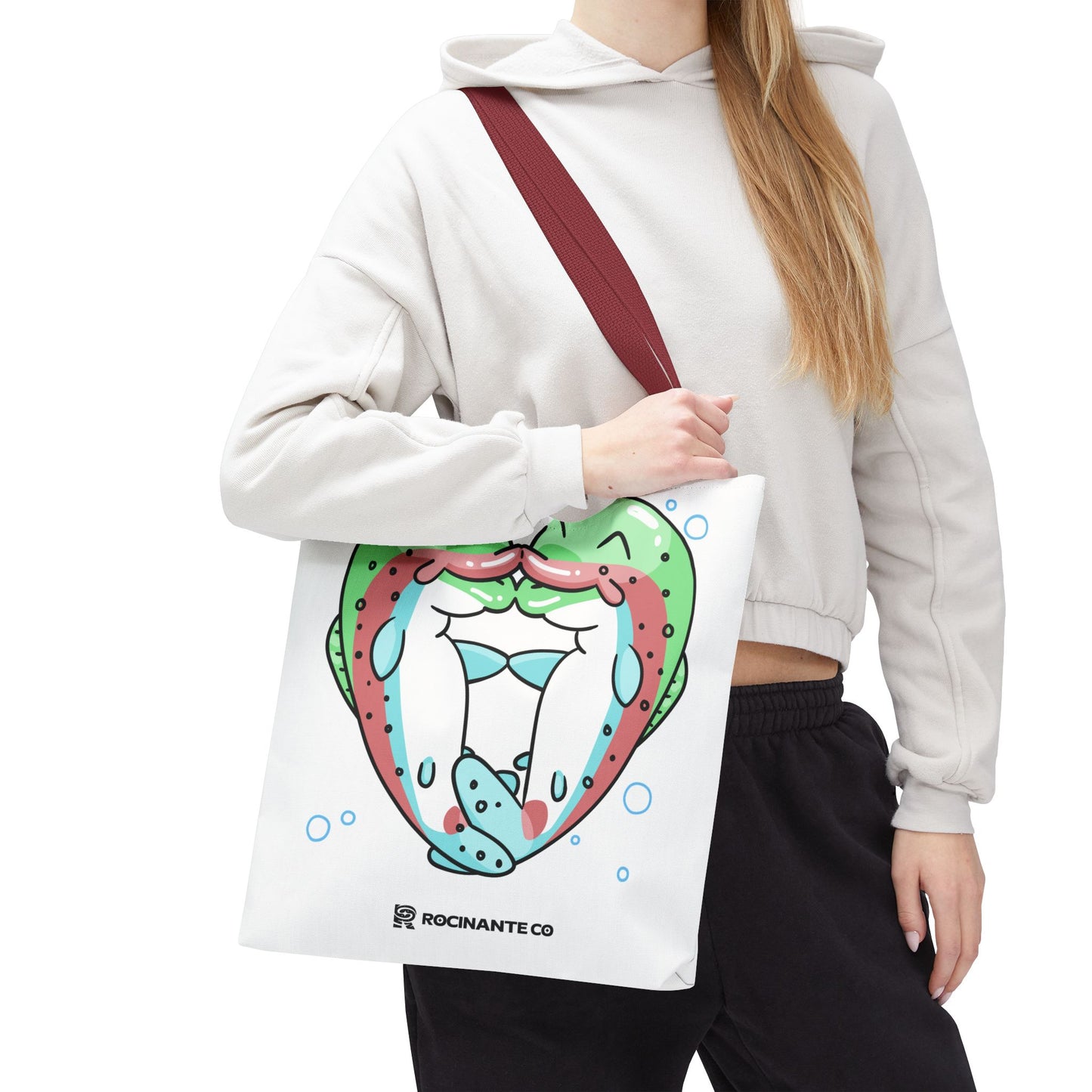 Trout Heart Tote Bag White, Cute Fish Illustration Canvas Shopper, Eco-Friendly Reusable Grocery Bag, Stylish Everyday Carry-All