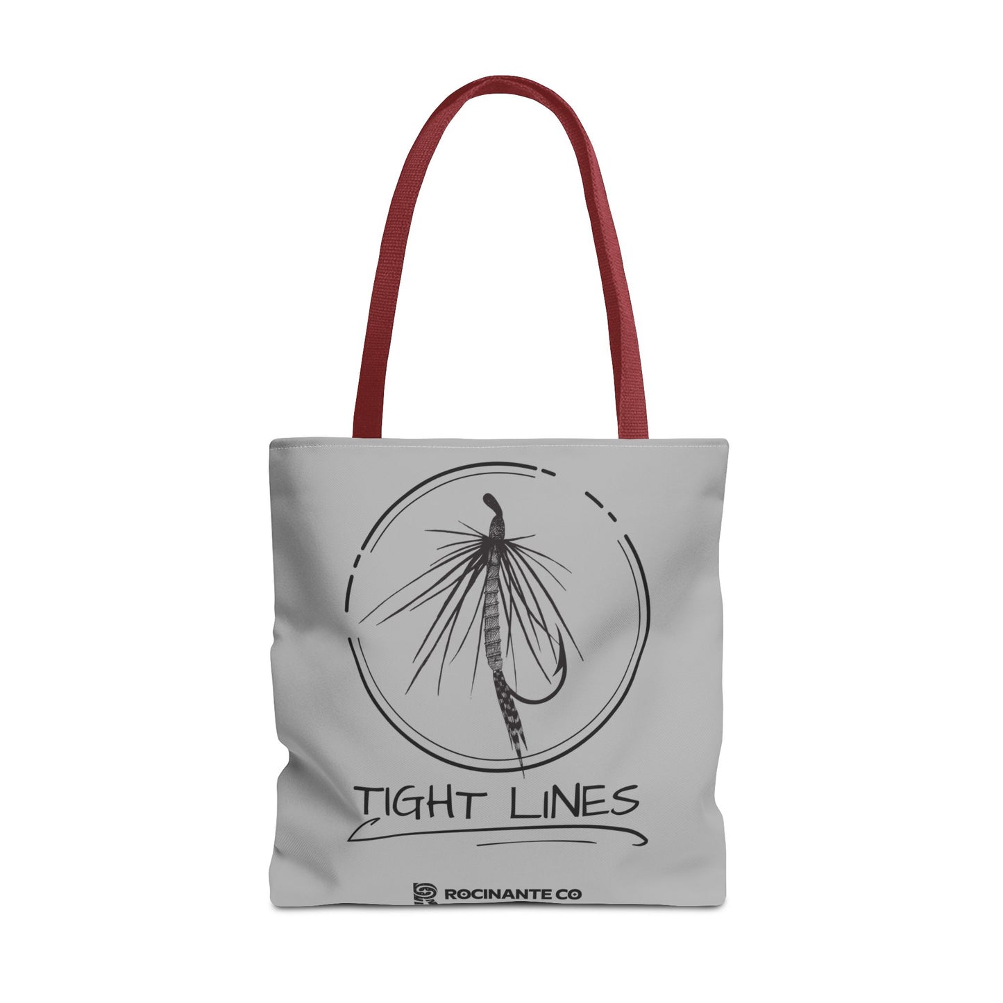 Tight Lines Tote Bag Grey - Durable Fishing Gift, Canvas Beach, Reusable Market Shopping Bag, Casual Everyday Carry Tote