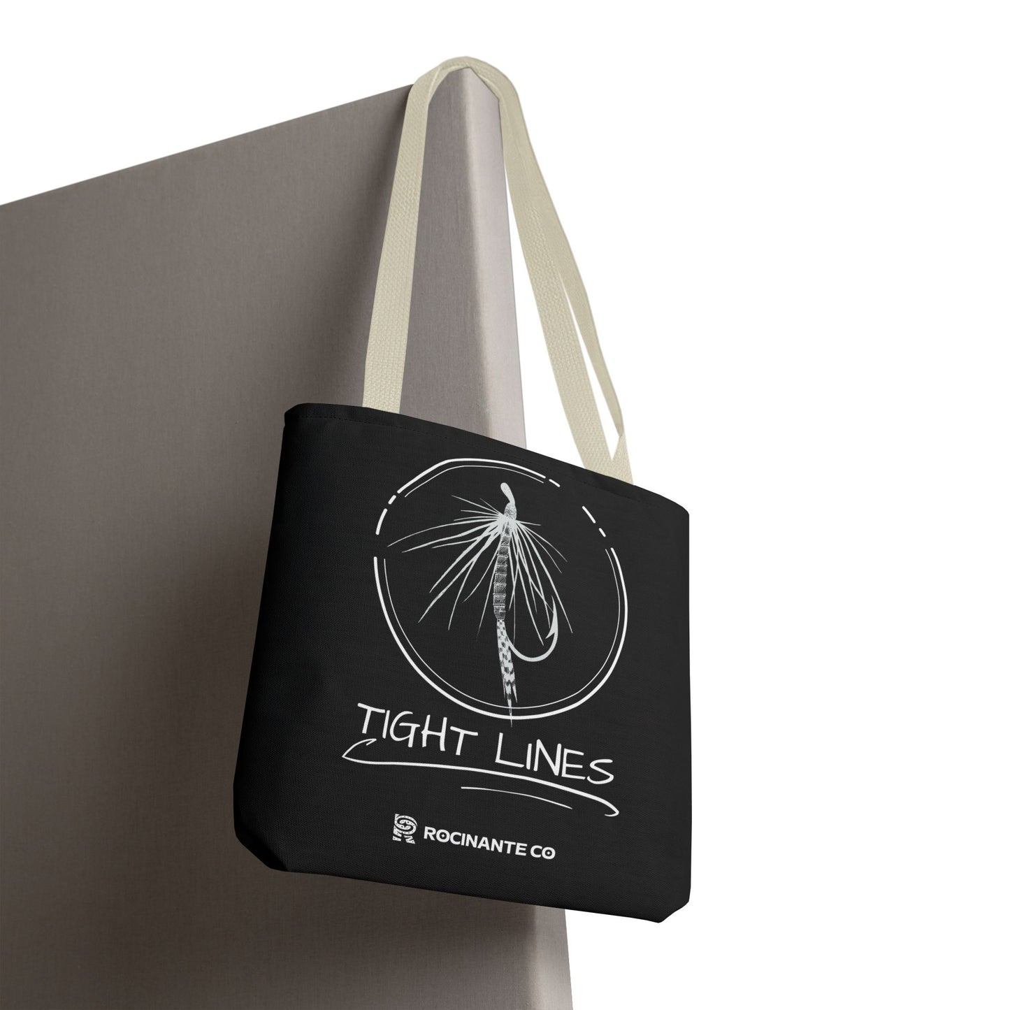 Tight Lines Tote Bag Black, Durable Fishing Tote with Spacious Design & Comfortable Handles for Outdoor Adventures