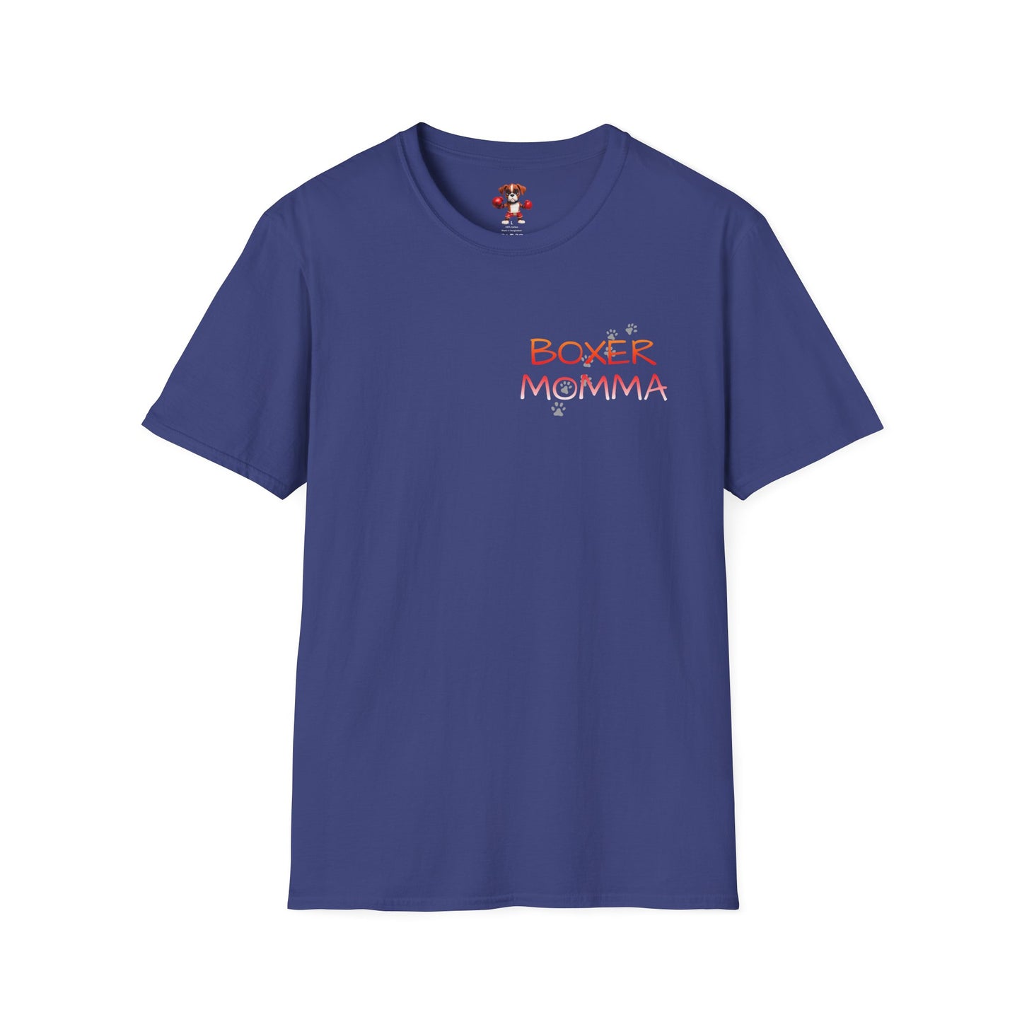 Unisex Boxer Momma T-Shirt - Softstyle Cotton Tee, Dog Lover Gift, Casual Fit, Pet Mom Shirt, Comfortable & Durable