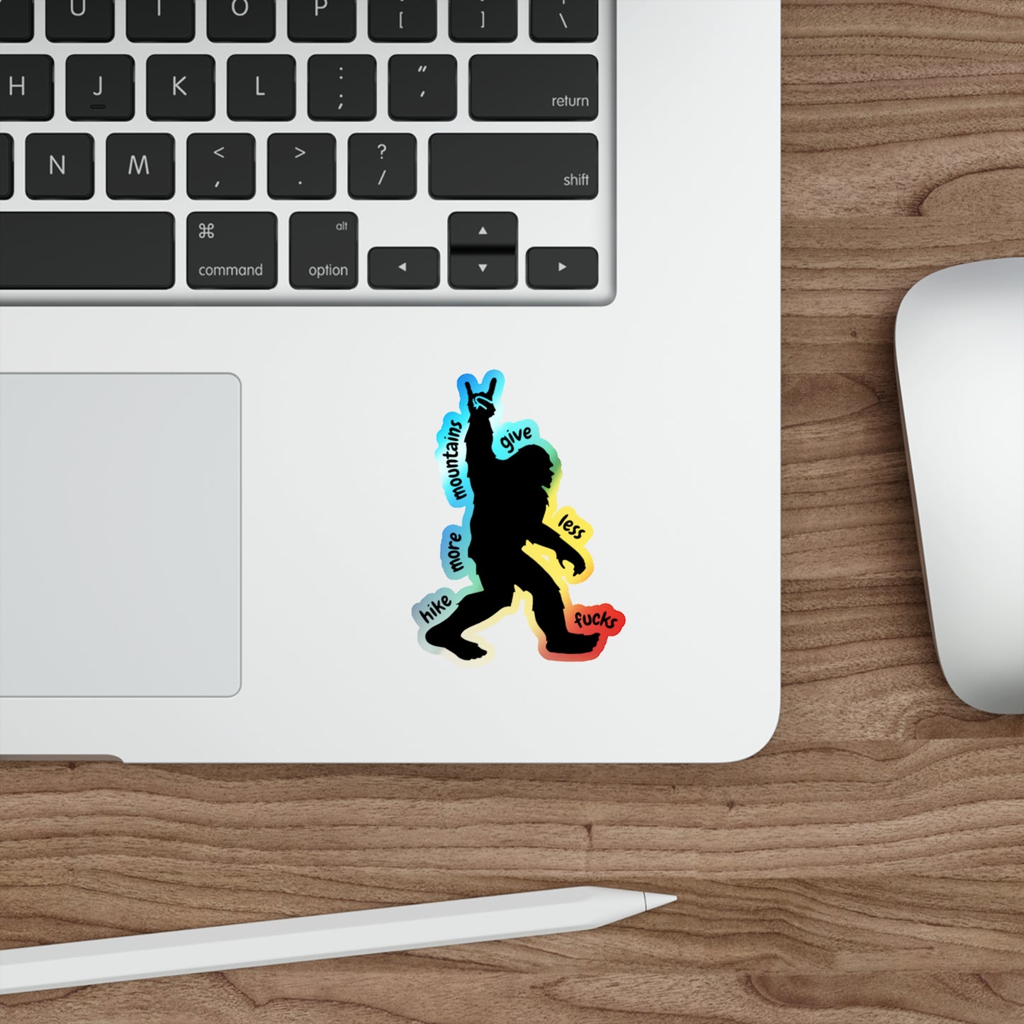 Hike More Mountains Vibrant Holographic Die-Cut Sticker | Hiking Lover Decals | Outdoor Adventure Stickers | Fun Colorful Vinyl Art