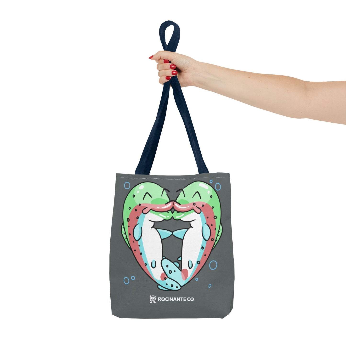 Trout Heart Tote Bag Grey - Eco-Friendly Reusable Shopper, Durable Canvas Carryall for Everyday Use & Gift Idea