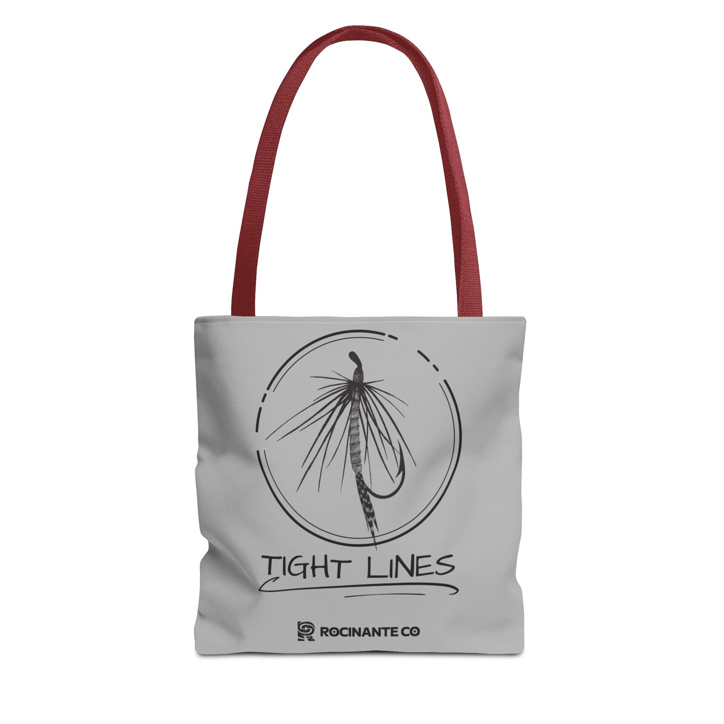 Tight Lines Tote Bag Grey - Durable Fishing Gift, Canvas Beach, Reusable Market Shopping Bag, Casual Everyday Carry Tote