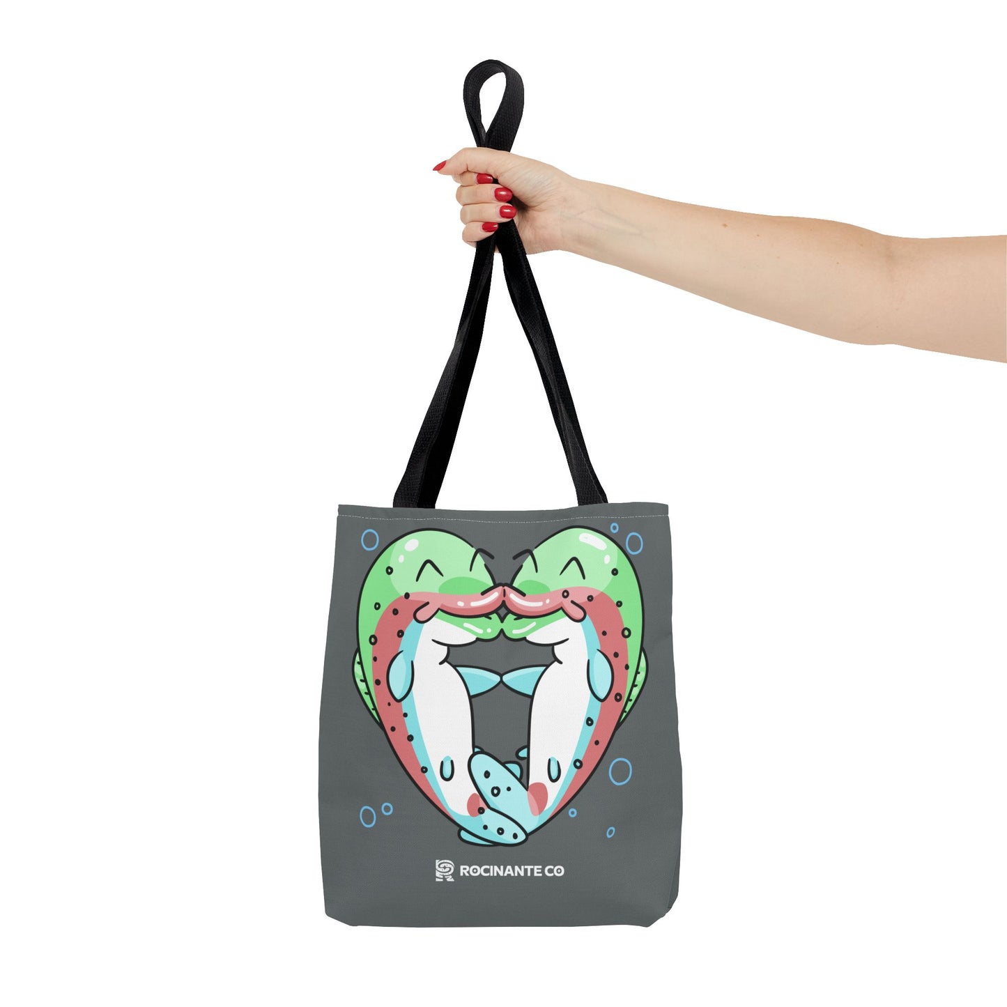 Trout Heart Tote Bag Grey - Eco-Friendly Reusable Shopper, Durable Canvas Carryall for Everyday Use & Gift Idea
