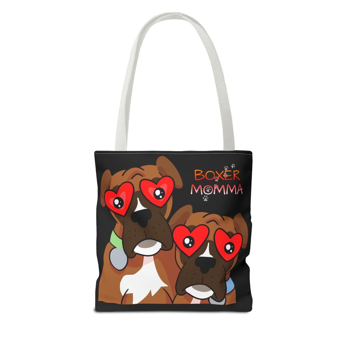 Boxer Momma Tote Bag Black - Durable Canvas Shoulder Bag for Dog Lovers, Spacious Everyday Carry, Pet Mom Gift