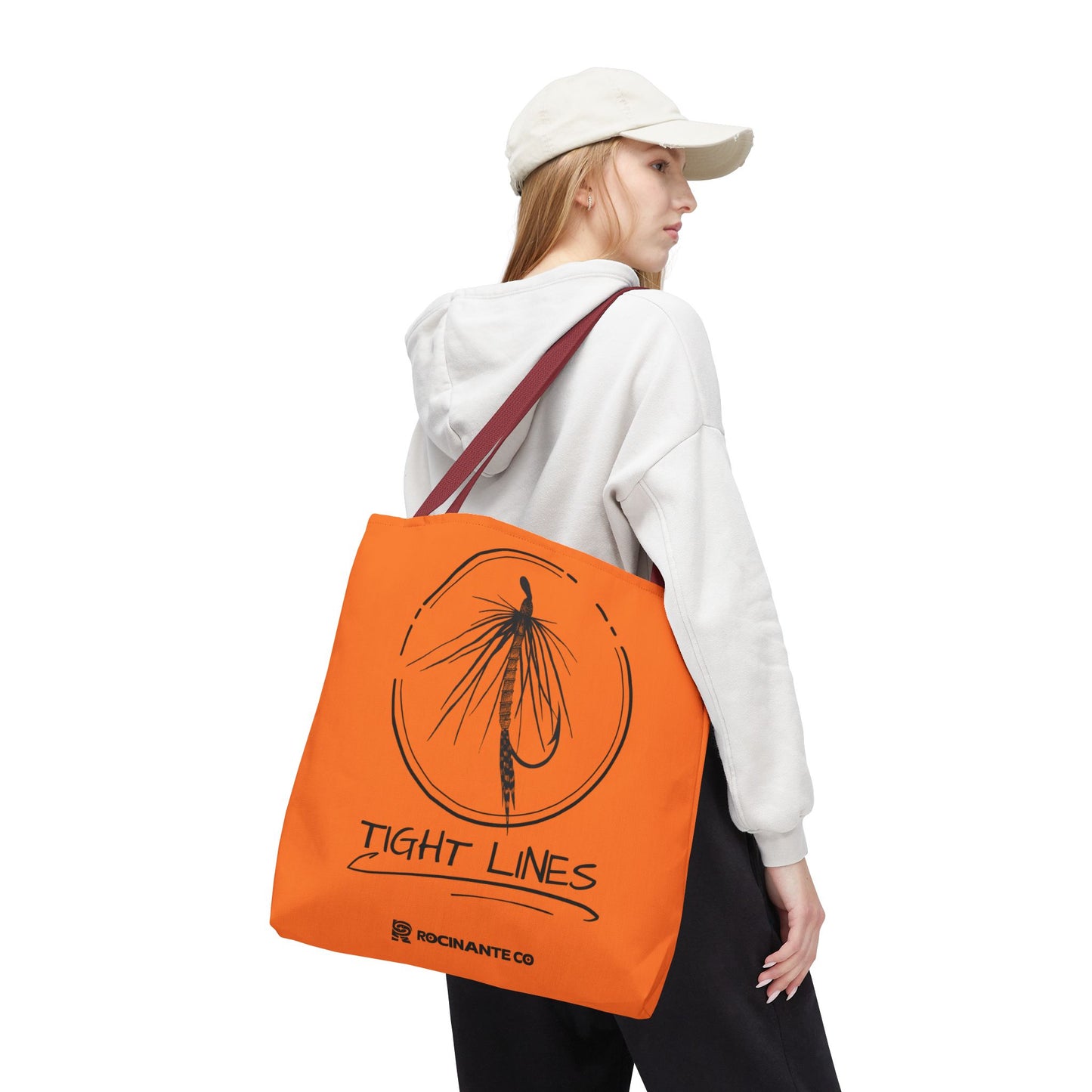 Tight Lines Tote Bag Orange, Durable Canvas Fishing, Beach, Market, Lightweight Reusable Grocery Bag, Outdoor Adventure Gift