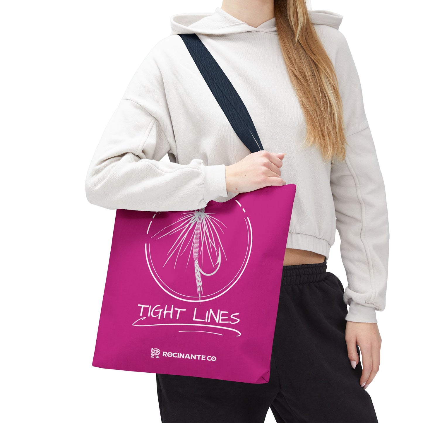 Pink Tight Lines Tote Bag, Fishing Canvas Tote Lightweight Durable Beach Market Bag