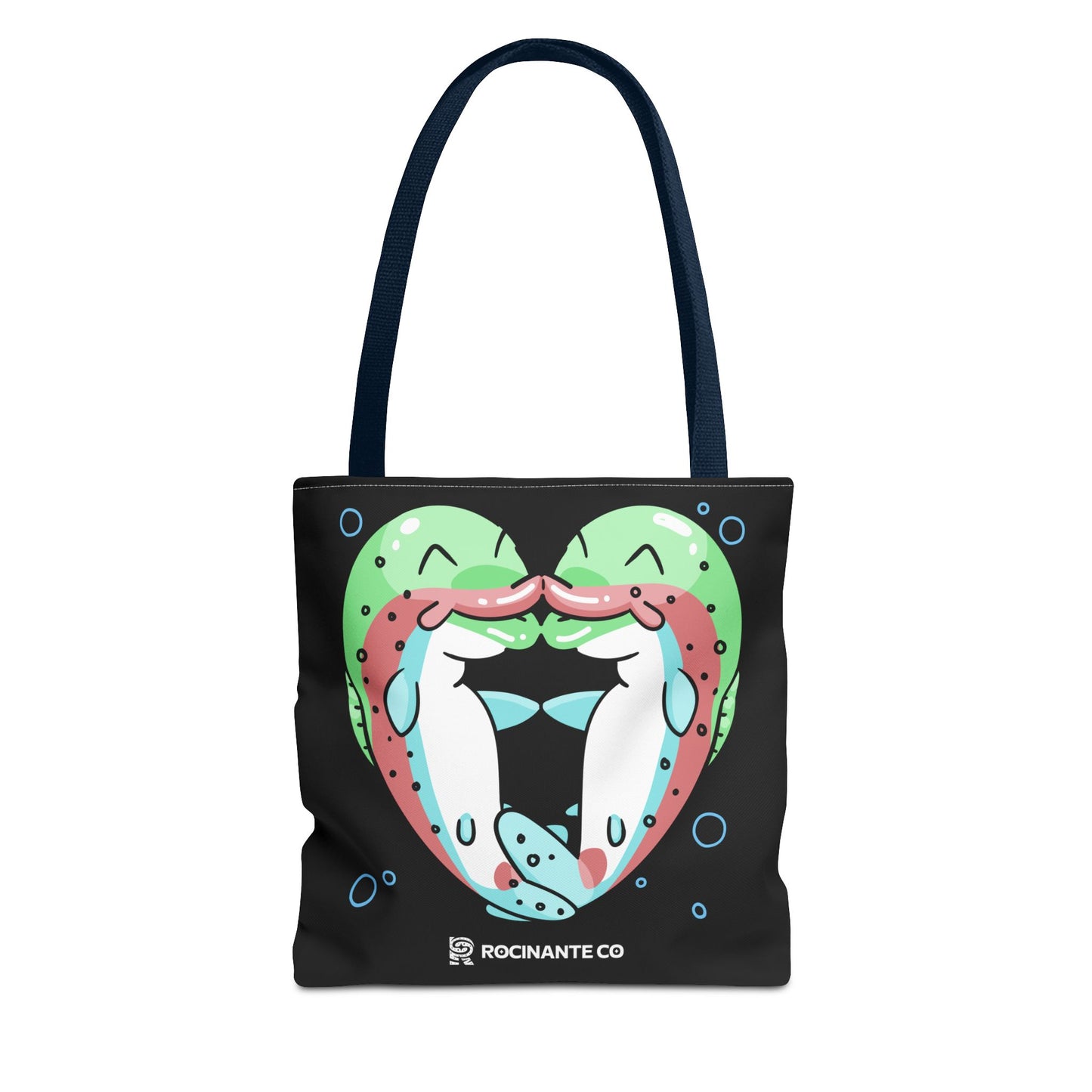 Trout Heart Tote Bag Black – Eco-Friendly Reusable Grocery Shopper, Stylish Canvas Bag for Fishing Lovers & Outdoor Adventures