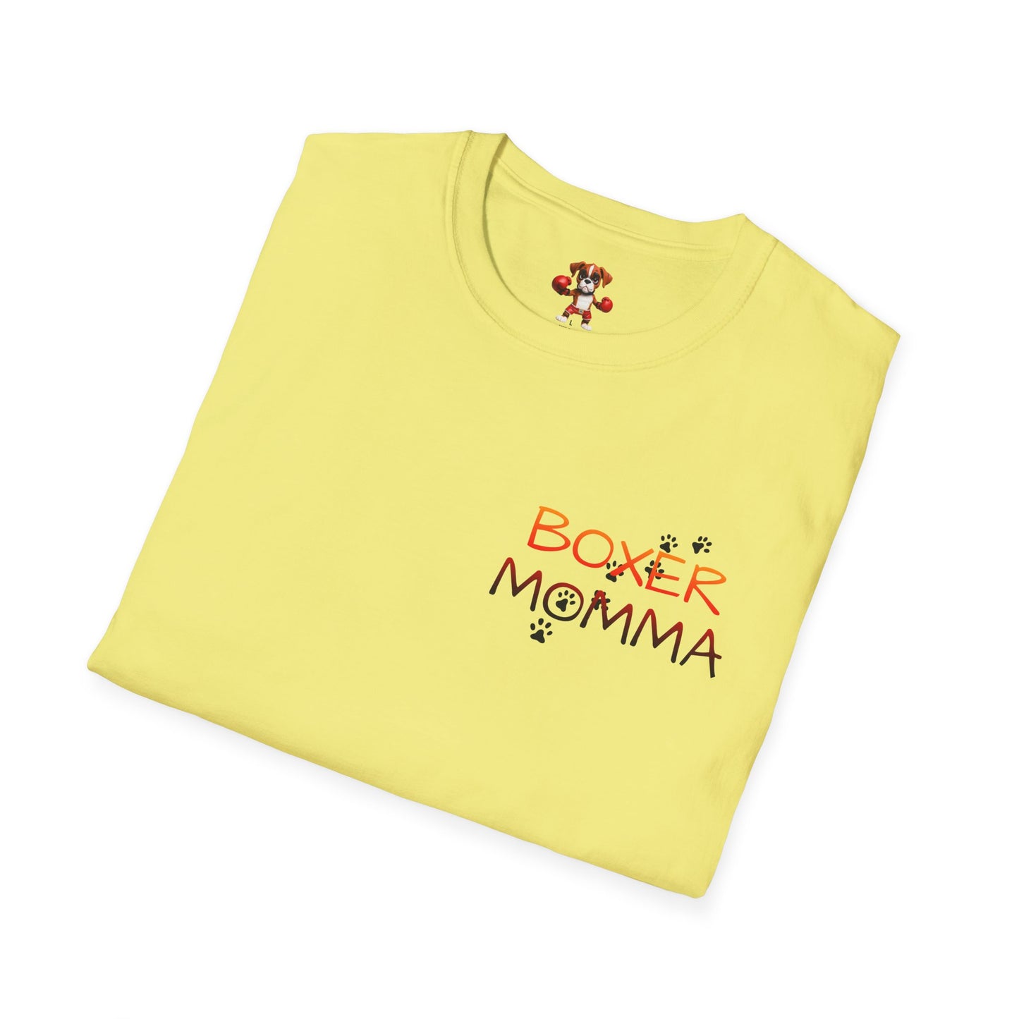 Unisex Boxer Momma T-Shirt - Softstyle Cotton Tee, Dog Lover Gift, Casual Fit, Pet Mom Shirt, Comfortable & Durable