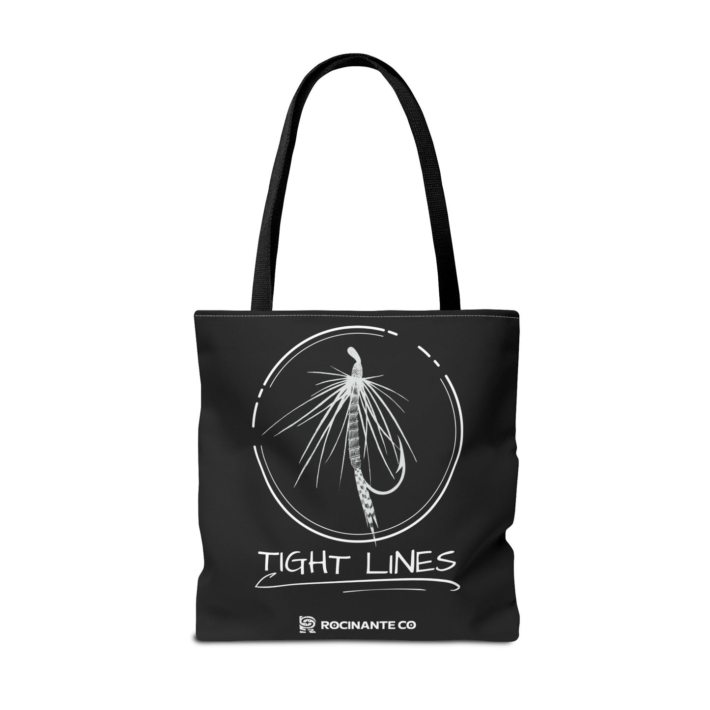 Tight Lines Tote Bag Black, Durable Fishing Tote with Spacious Design & Comfortable Handles for Outdoor Adventures
