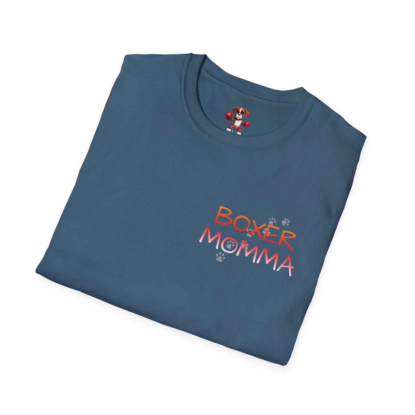 Unisex Boxer Momma T-Shirt - Softstyle Cotton Tee, Dog Lover Gift, Casual Fit, Pet Mom Shirt, Comfortable & Durable