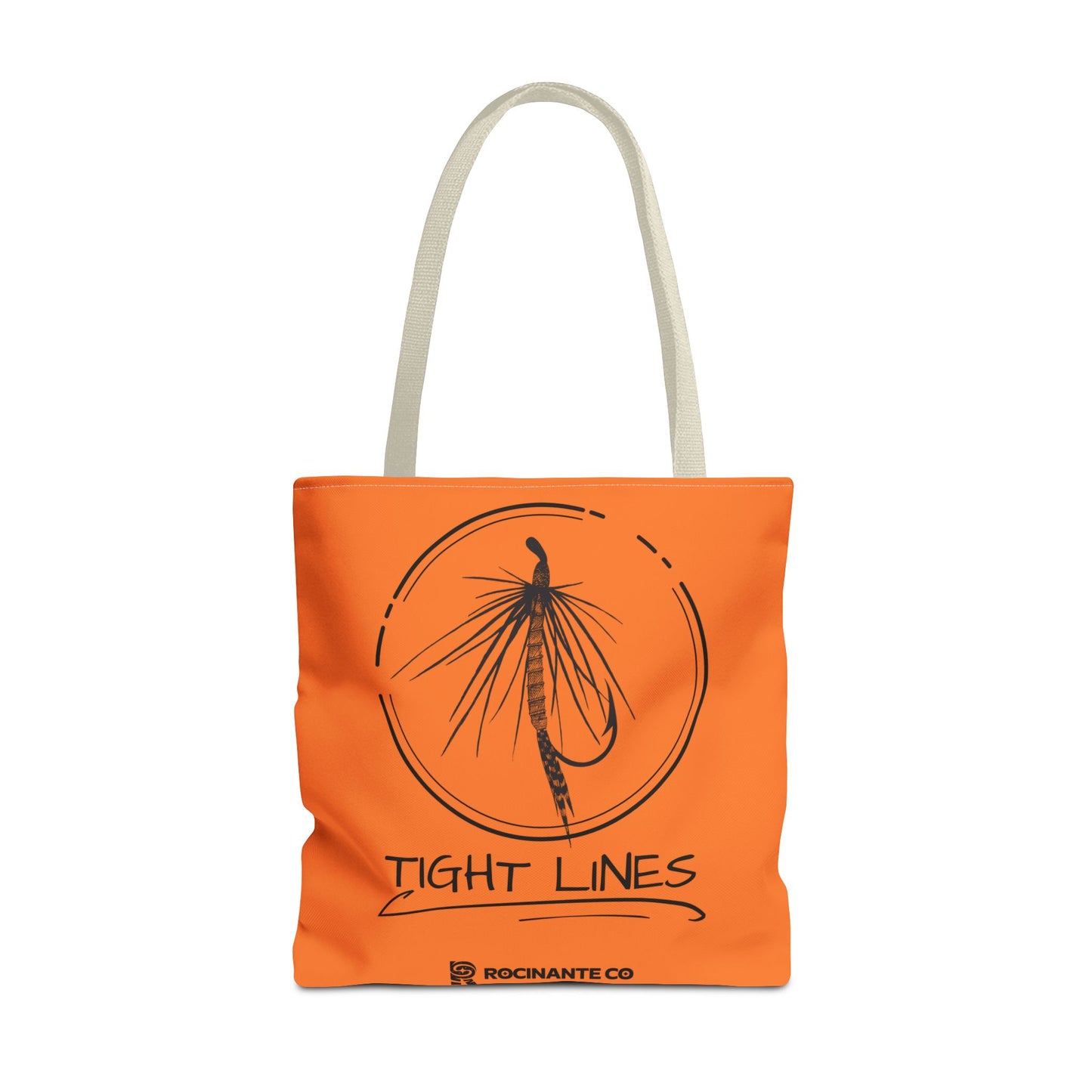 Tight Lines Tote Bag Orange, Durable Canvas Fishing, Beach, Market, Lightweight Reusable Grocery Bag, Outdoor Adventure Gift