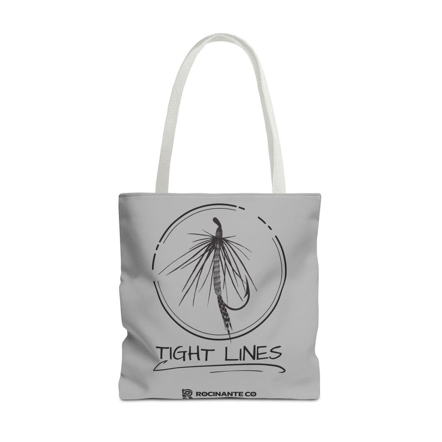 Tight Lines Tote Bag Grey - Durable Fishing Gift, Canvas Beach, Reusable Market Shopping Bag, Casual Everyday Carry Tote