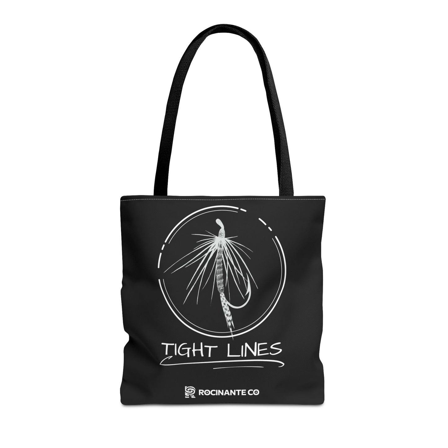 Tight Lines Tote Bag Black, Durable Fishing Tote with Spacious Design & Comfortable Handles for Outdoor Adventures