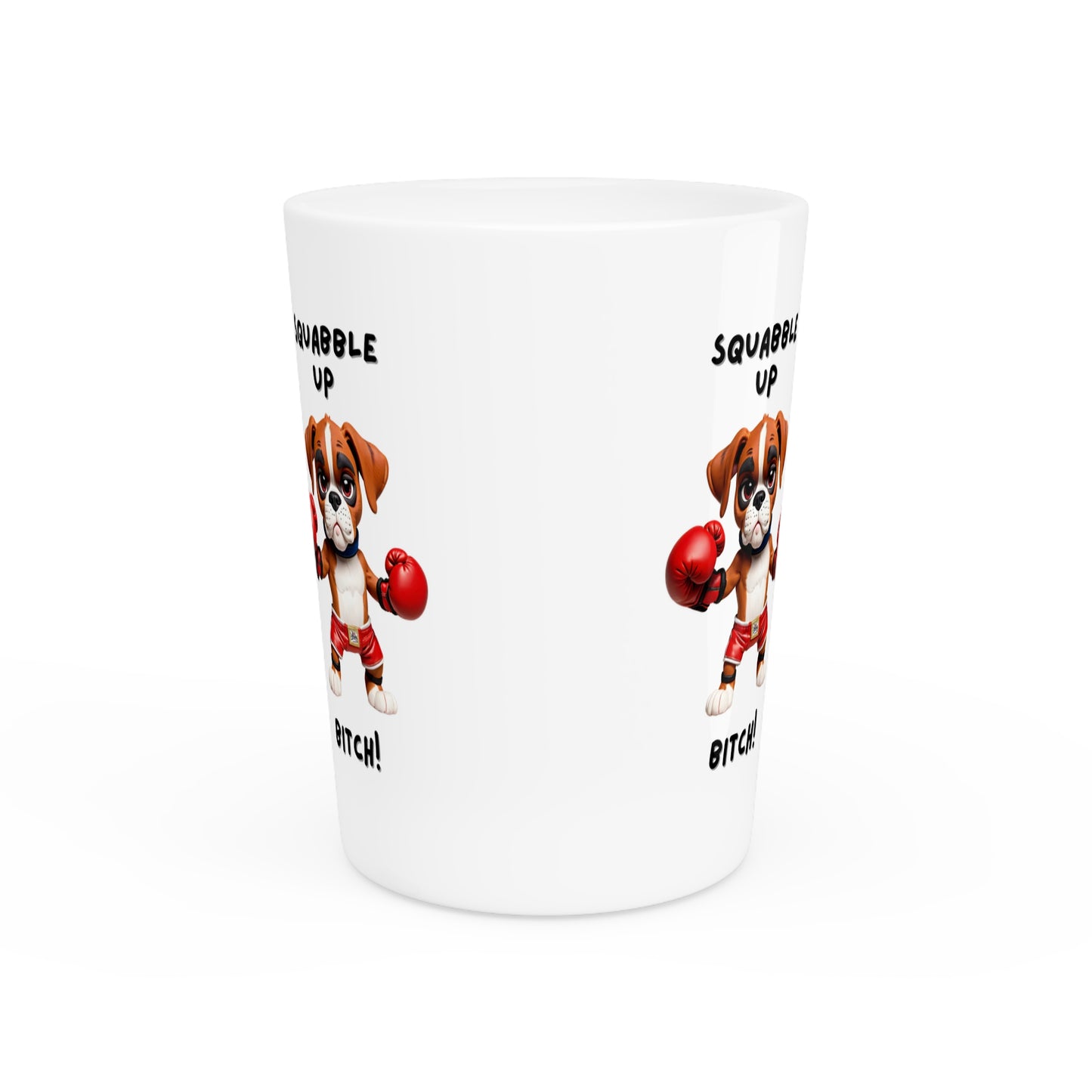 Shot Glass Squabble Up Boxer Dog Design, Funny Whiskey Glass Gift for Dog Lovers, Durable 2oz Drinking Glass, Unique Barware Accessory