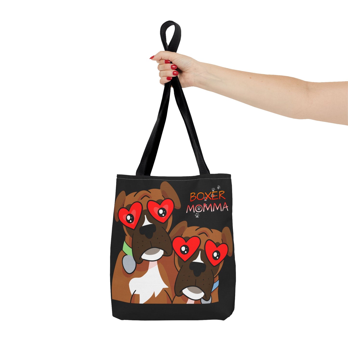 Boxer Momma Tote Bag Black - Durable Canvas Shoulder Bag for Dog Lovers, Spacious Everyday Carry, Pet Mom Gift