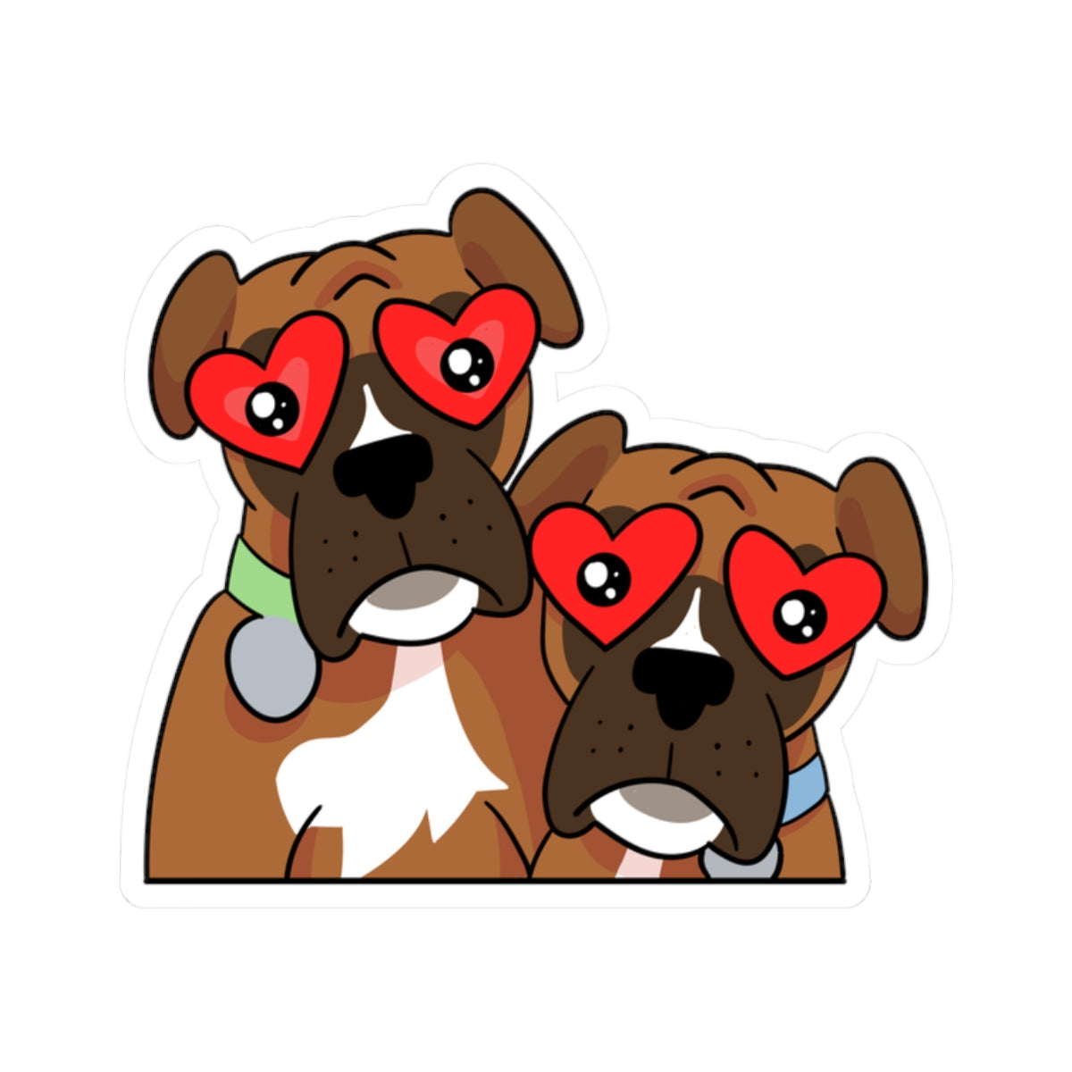 Boxer Love Sticker Kiss-Cut Durable Vinyl Decal, Cute Pet Love, Waterproof, Laptop Car Decor