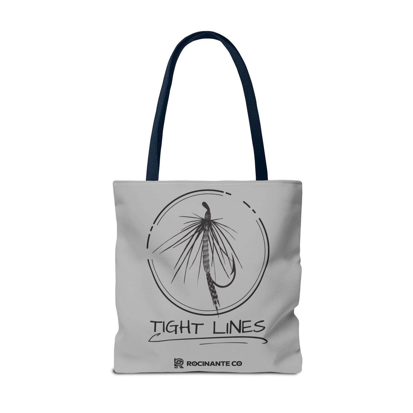 Tight Lines Tote Bag Grey - Durable Fishing Gift, Canvas Beach, Reusable Market Shopping Bag, Casual Everyday Carry Tote