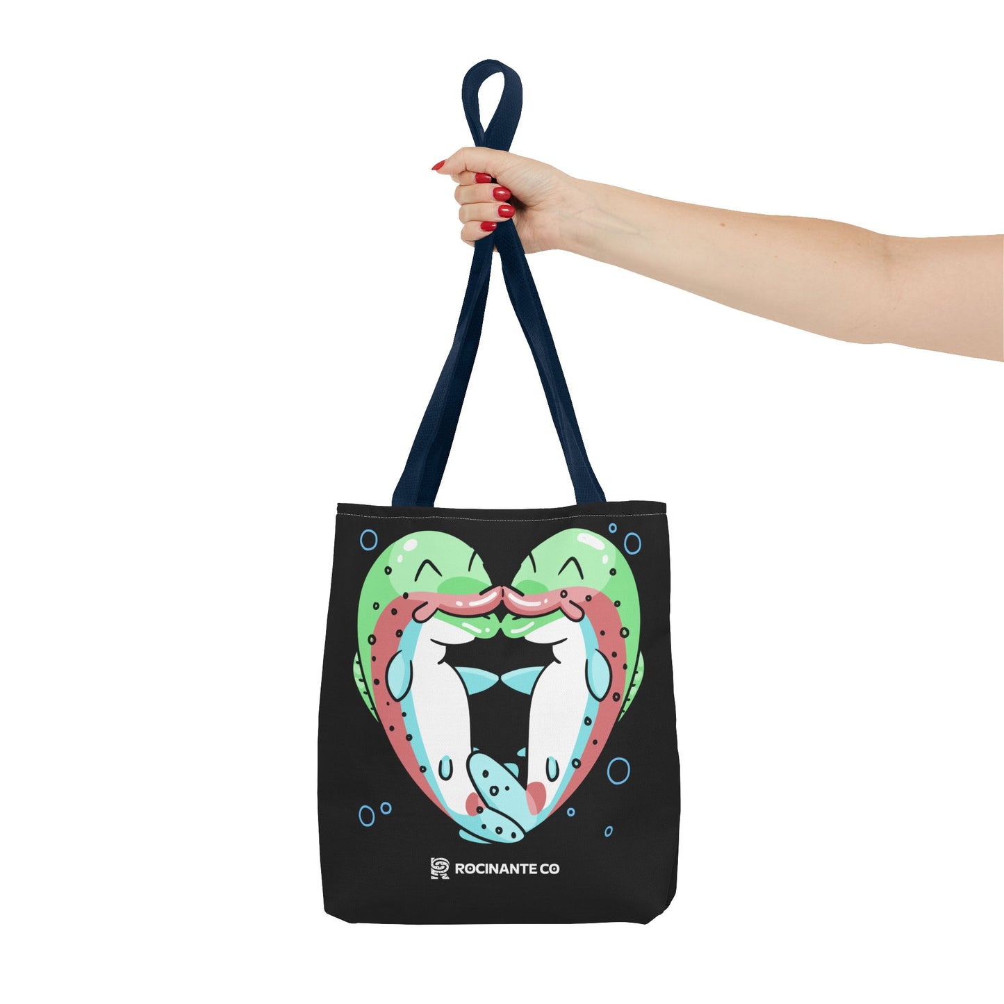 Trout Heart Tote Bag Black – Eco-Friendly Reusable Grocery Shopper, Stylish Canvas Bag for Fishing Lovers & Outdoor Adventures