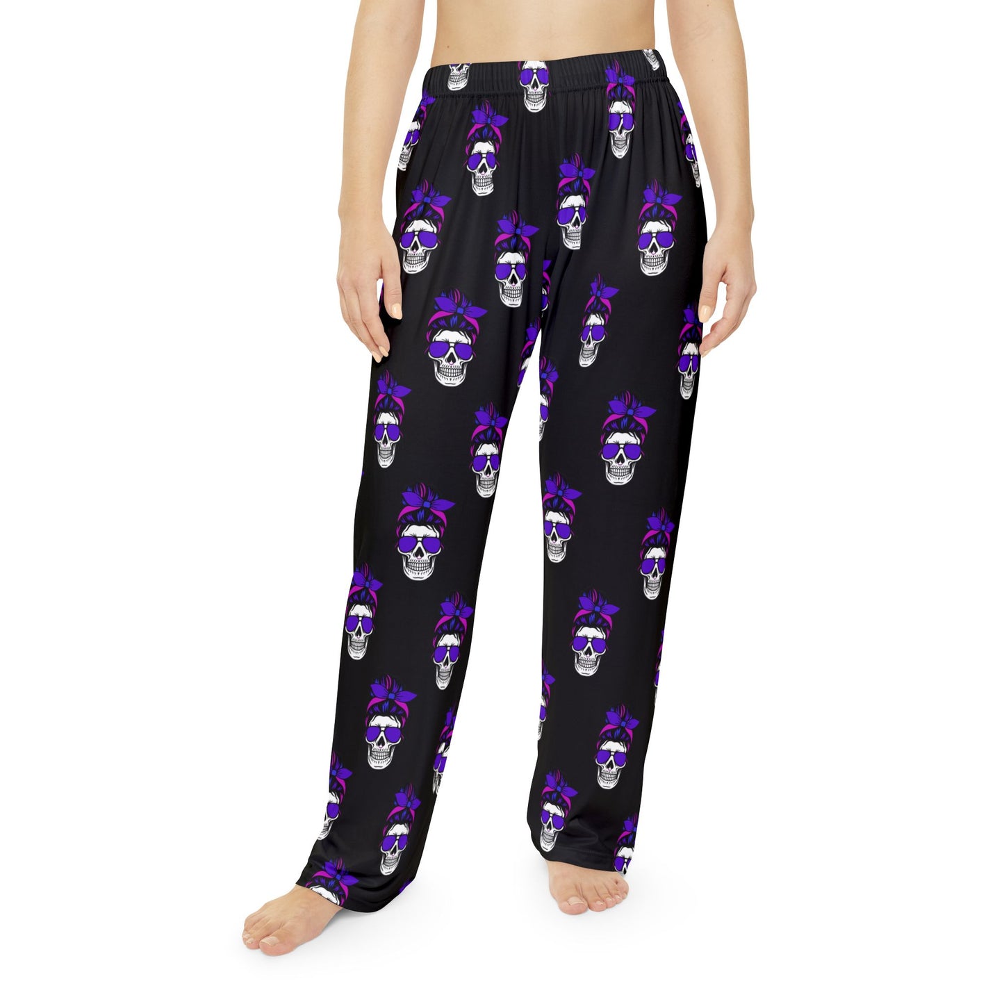 Feral Skull Print Pajama Pants, Comfortable Sleepwear for Halloween, Cozy Lounge Wear, Unique Gift for Her, Stylish PJ's