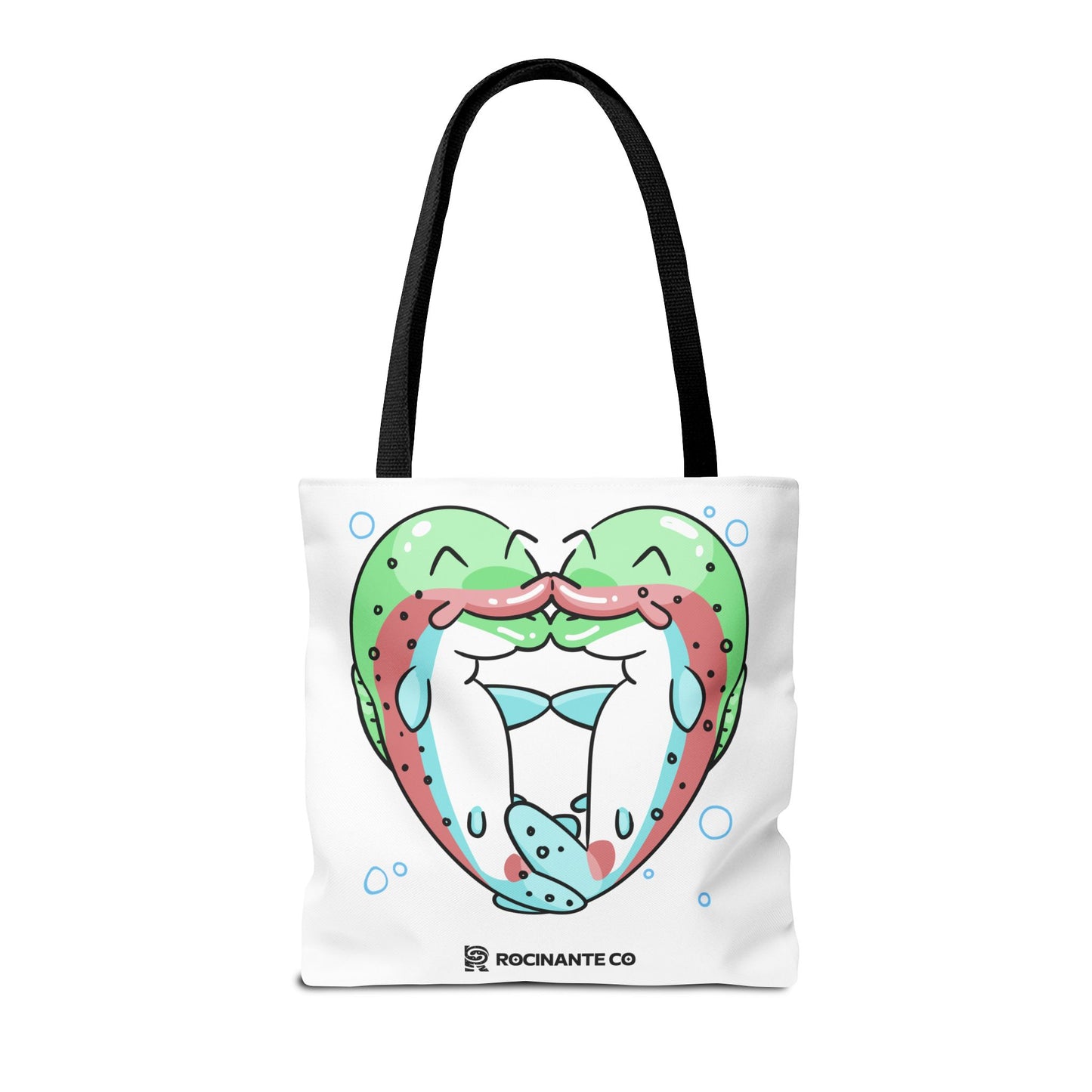 Trout Heart Tote Bag White, Cute Fish Illustration Canvas Shopper, Eco-Friendly Reusable Grocery Bag, Stylish Everyday Carry-All