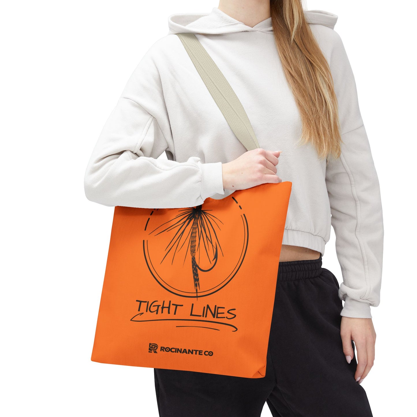Tight Lines Tote Bag Orange, Durable Canvas Fishing, Beach, Market, Lightweight Reusable Grocery Bag, Outdoor Adventure Gift
