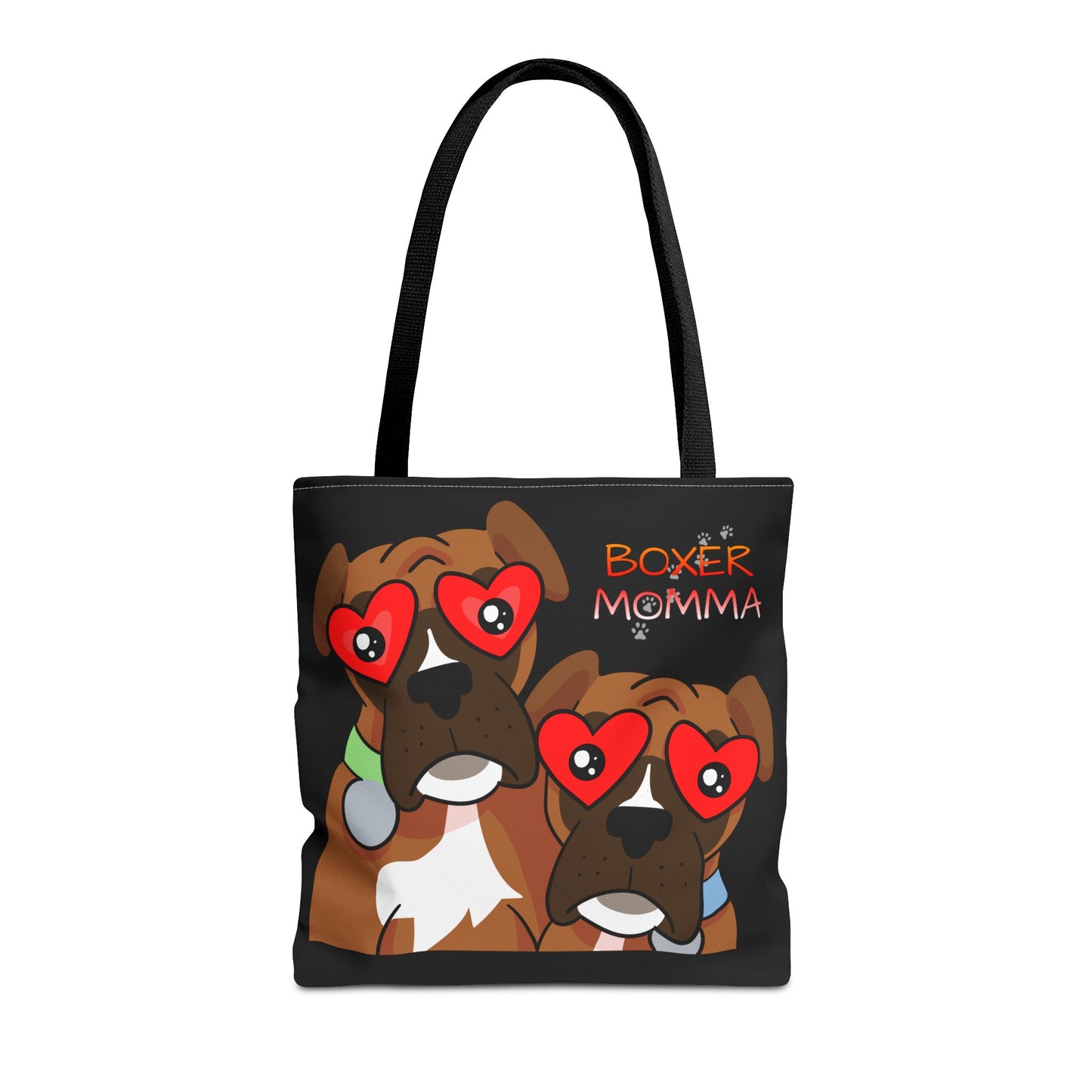 Boxer Momma Tote Bag Black - Durable Canvas Shoulder Bag for Dog Lovers, Spacious Everyday Carry, Pet Mom Gift