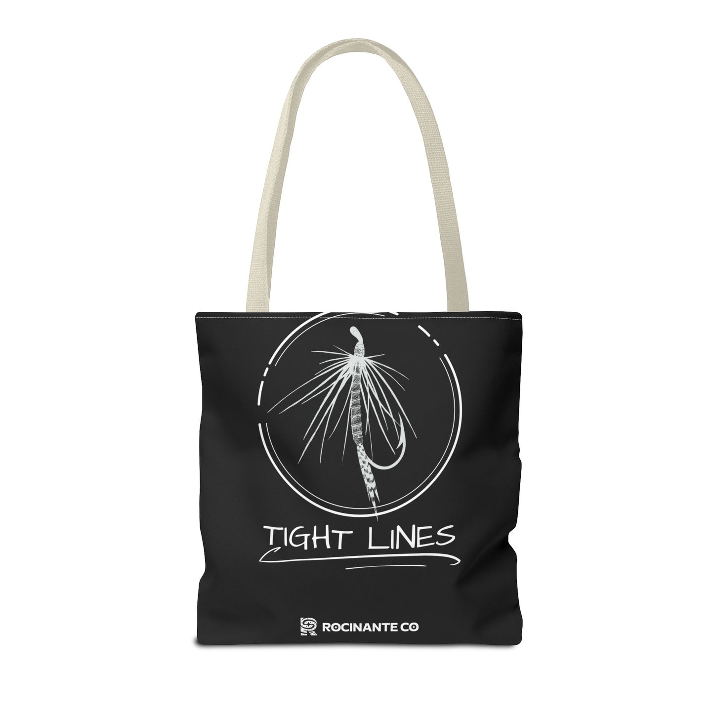 Tight Lines Tote Bag Black, Durable Fishing Tote with Spacious Design & Comfortable Handles for Outdoor Adventures