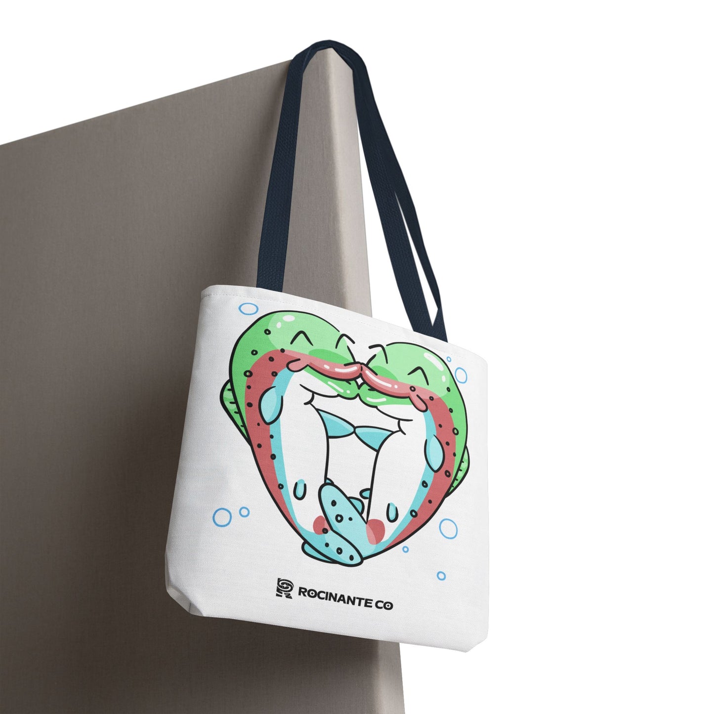 Trout Heart Tote Bag White, Cute Fish Illustration Canvas Shopper, Eco-Friendly Reusable Grocery Bag, Stylish Everyday Carry-All