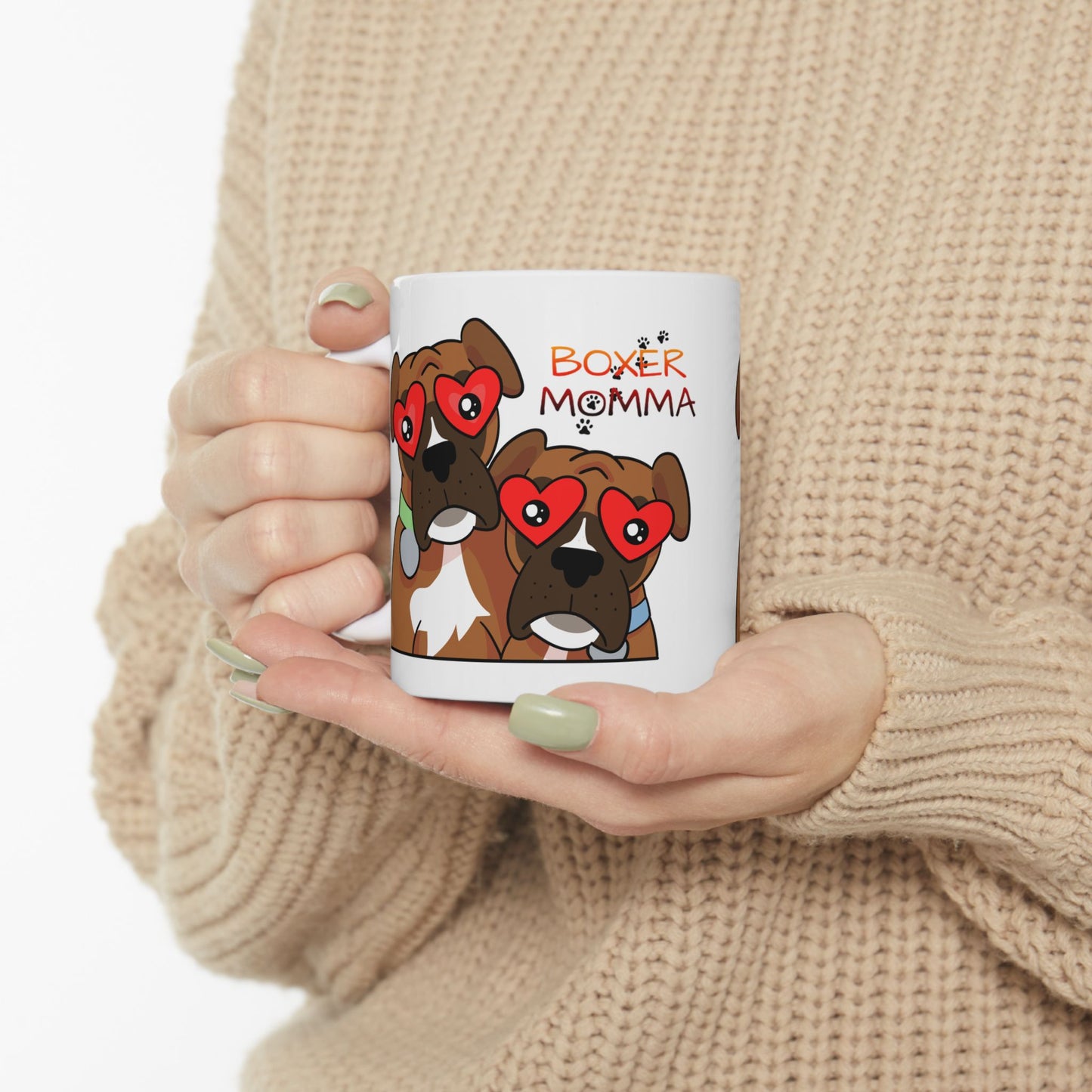 Boxer Momma Ceramic Mug - Cute Dog Mom Gift, Personalized Coffee Cup for Boxer Lovers, Durable Tea Cup, Dog Owner Present
