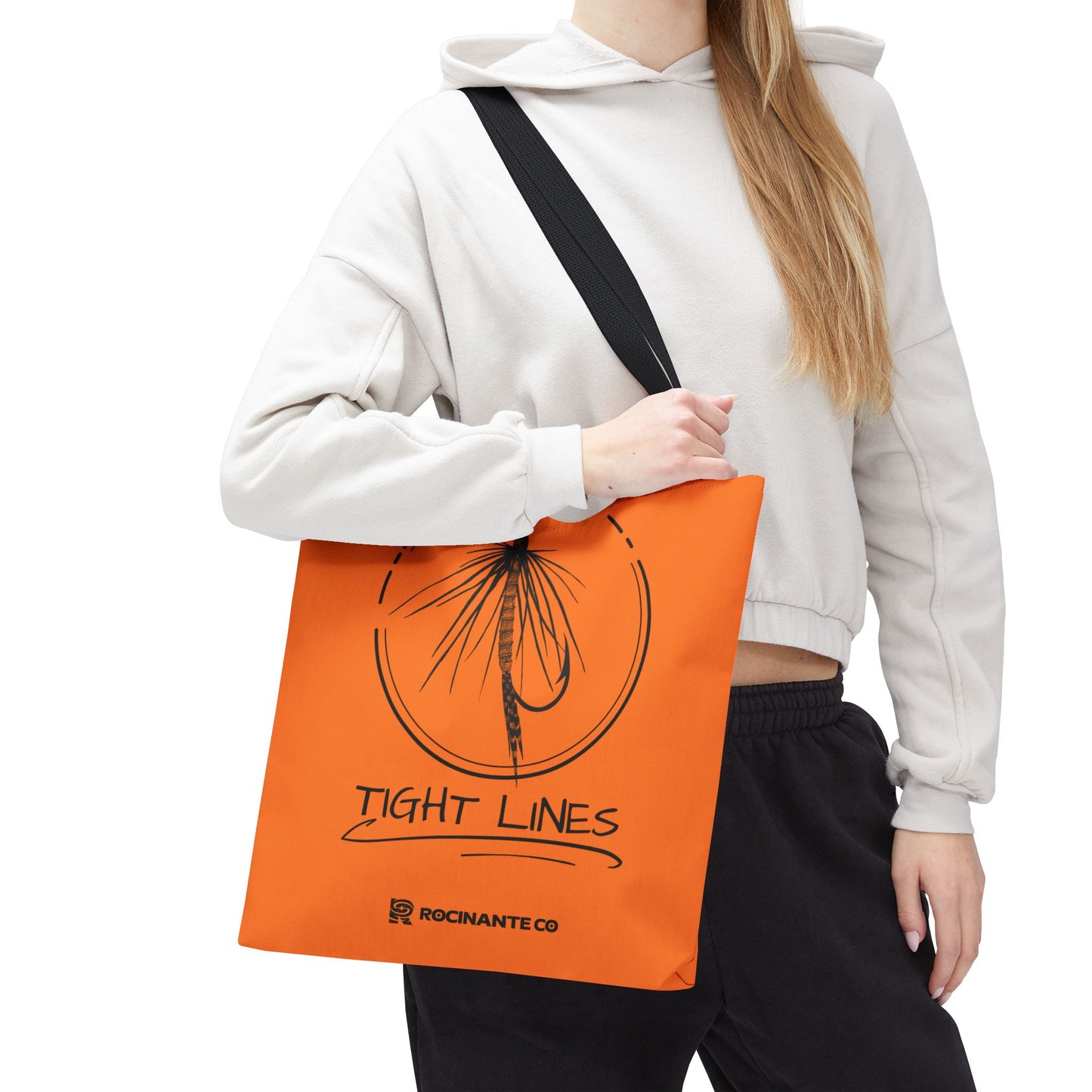 Tight Lines Tote Bag Orange, Durable Canvas Fishing, Beach, Market, Lightweight Reusable Grocery Bag, Outdoor Adventure Gift