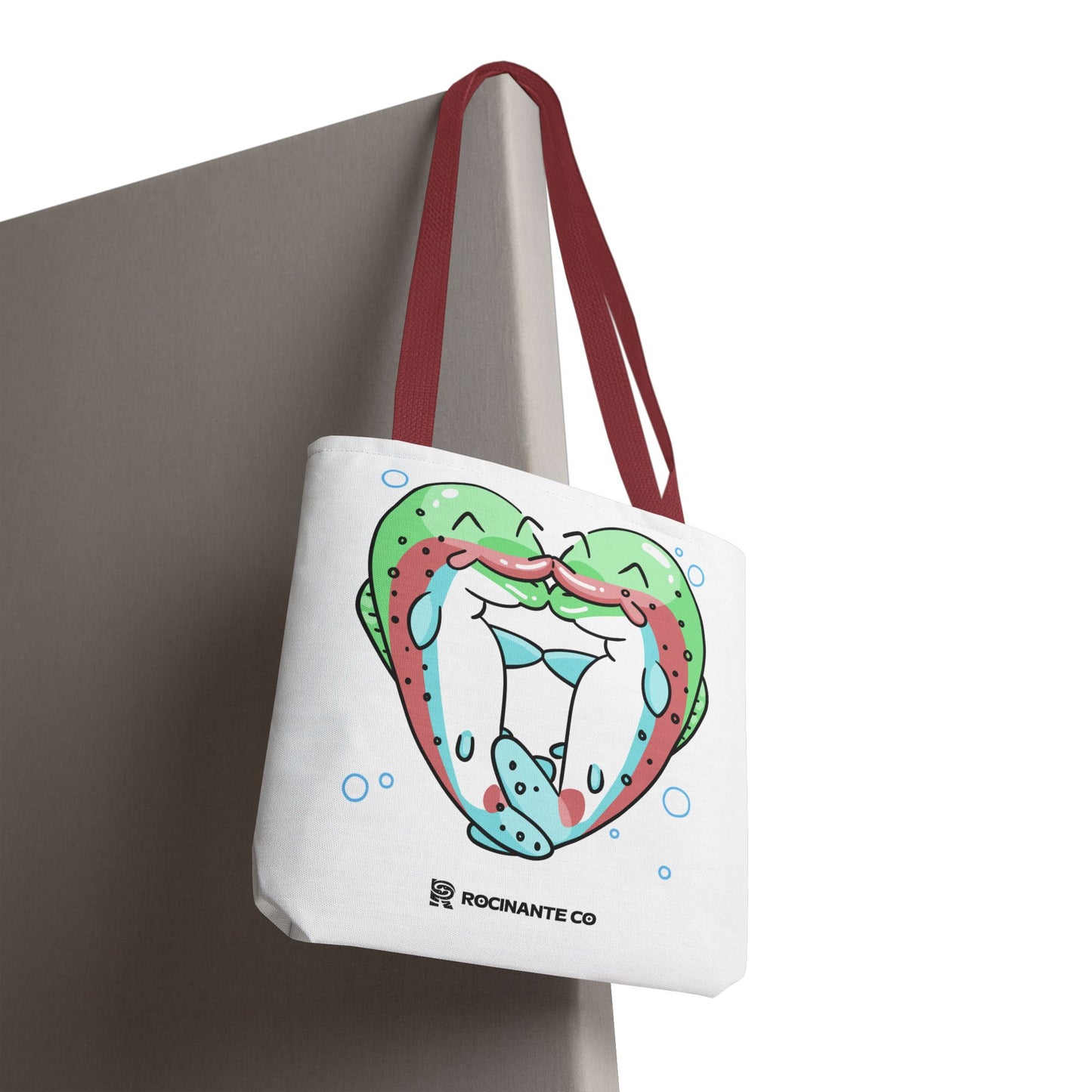 Trout Heart Tote Bag White, Cute Fish Illustration Canvas Shopper, Eco-Friendly Reusable Grocery Bag, Stylish Everyday Carry-All