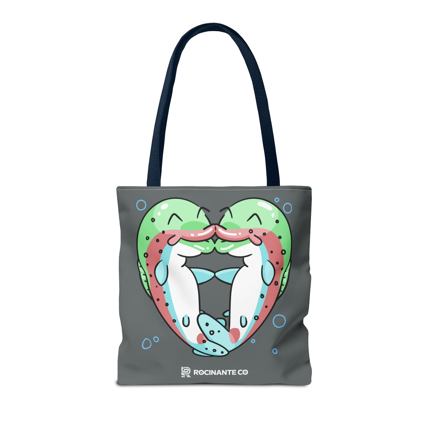 Trout Heart Tote Bag Grey - Eco-Friendly Reusable Shopper, Durable Canvas Carryall for Everyday Use & Gift Idea