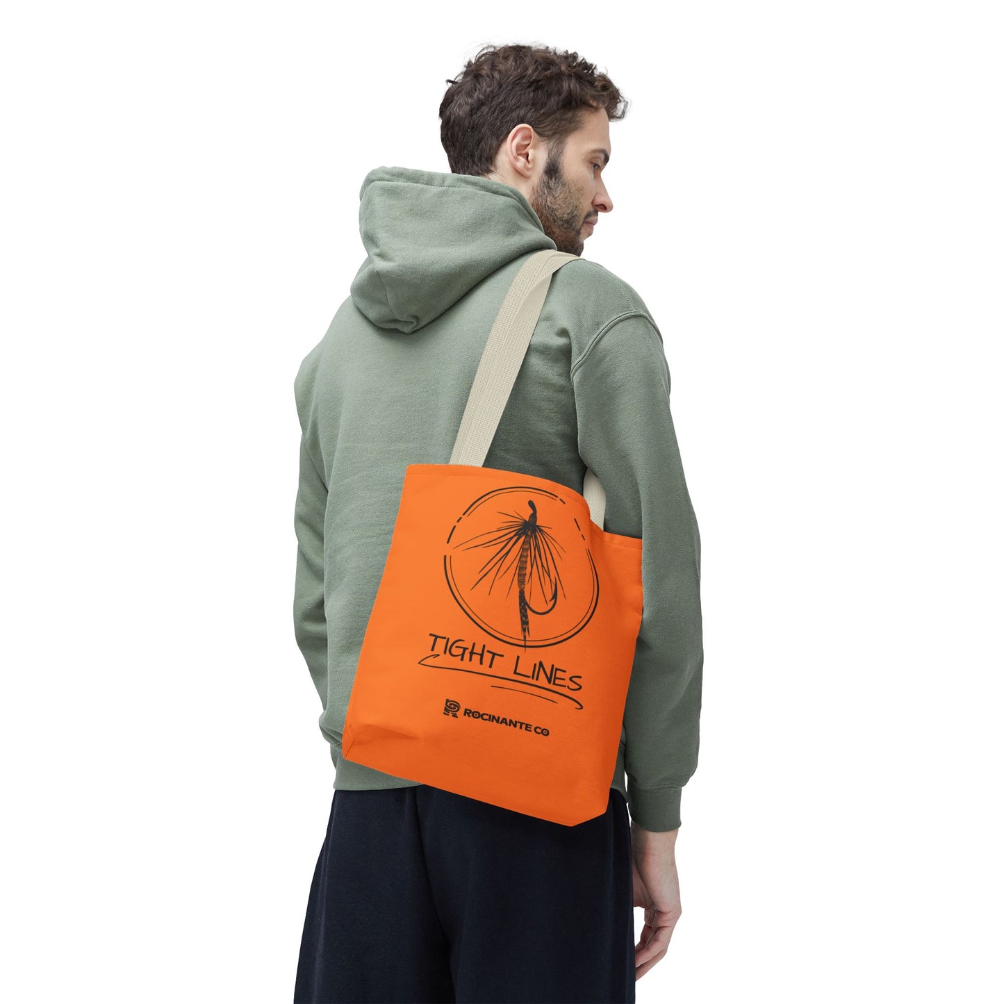 Tight Lines Tote Bag Orange, Durable Canvas Fishing, Beach, Market, Lightweight Reusable Grocery Bag, Outdoor Adventure Gift