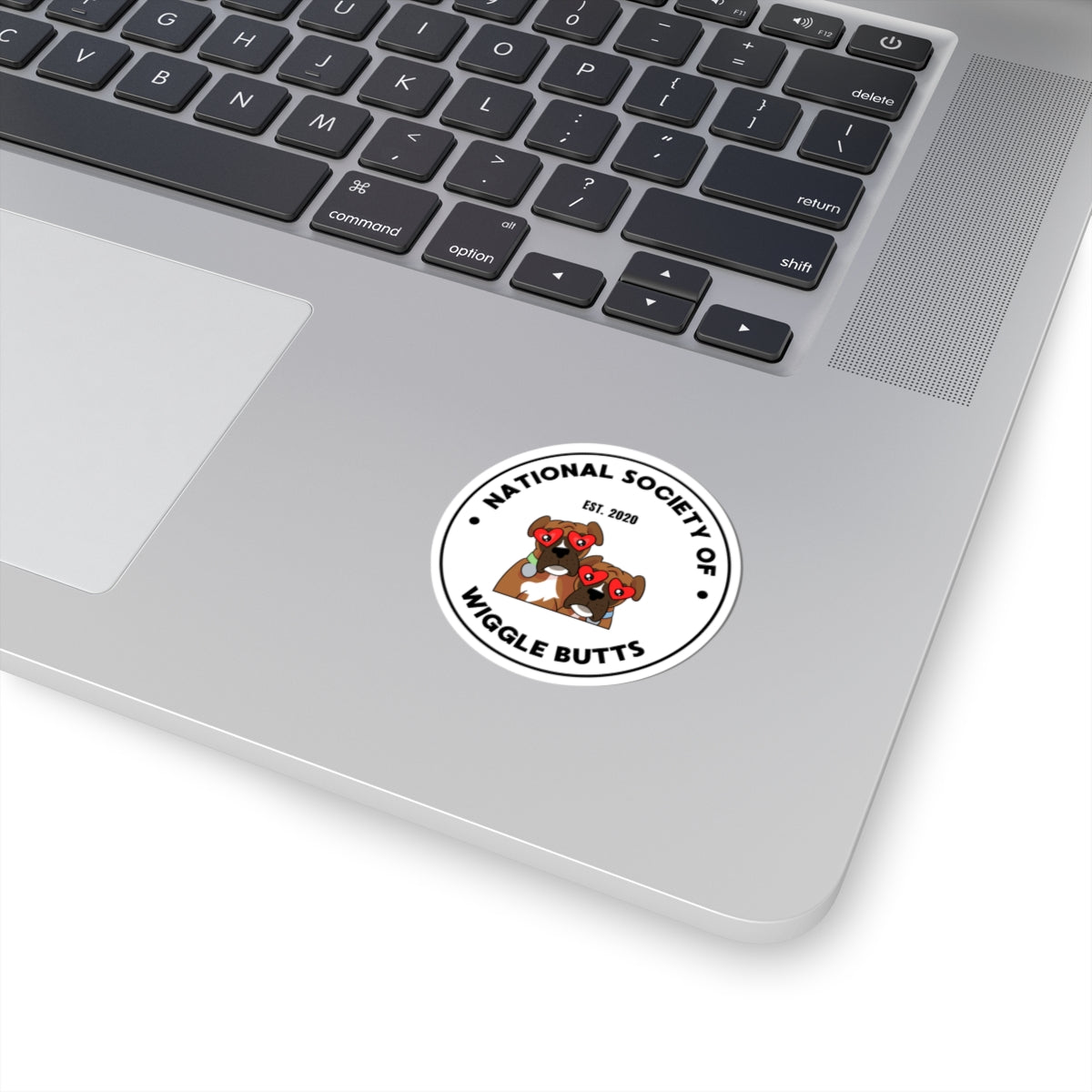 Wiggle Butt Sticker White - Cute Dog Decal for Laptop, Water Bottle & Car, Durable Vinyl Pet Lover Gift