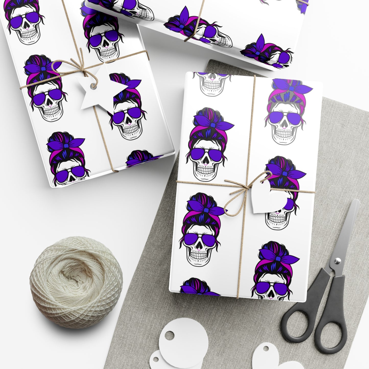 Feral Skull Gift Wrap Paper, Halloween Wrapping Paper, Unique Party Supplies, Dark Themed Gifts, Gothic Birthday Wrap