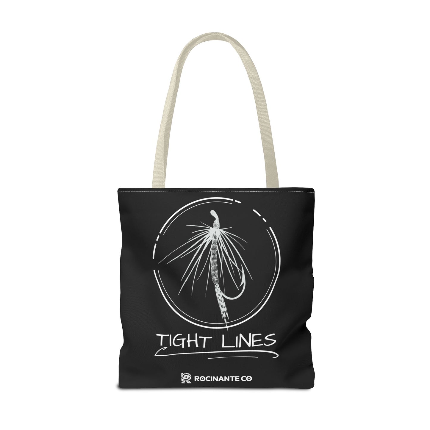 Tight Lines Tote Bag Black, Durable Fishing Tote with Spacious Design & Comfortable Handles for Outdoor Adventures