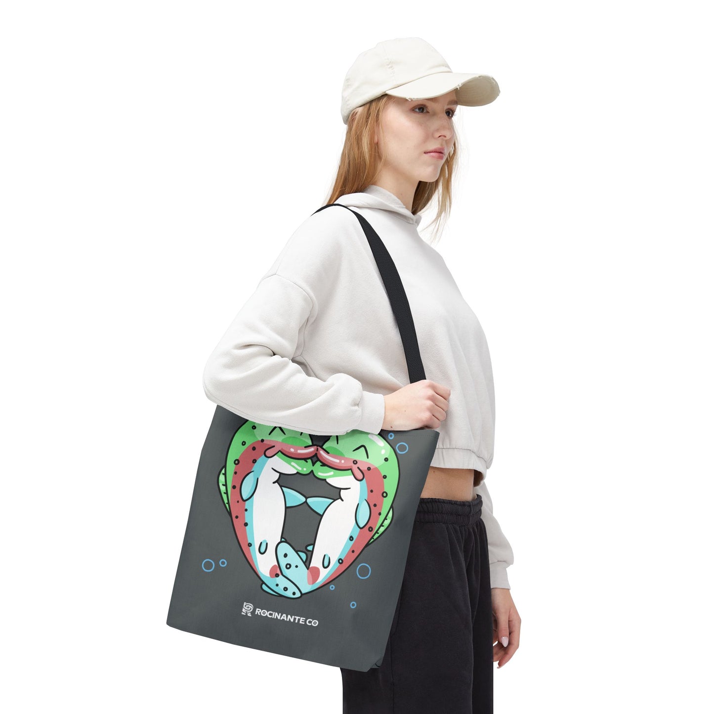 Trout Heart Tote Bag Grey - Eco-Friendly Reusable Shopper, Durable Canvas Carryall for Everyday Use & Gift Idea