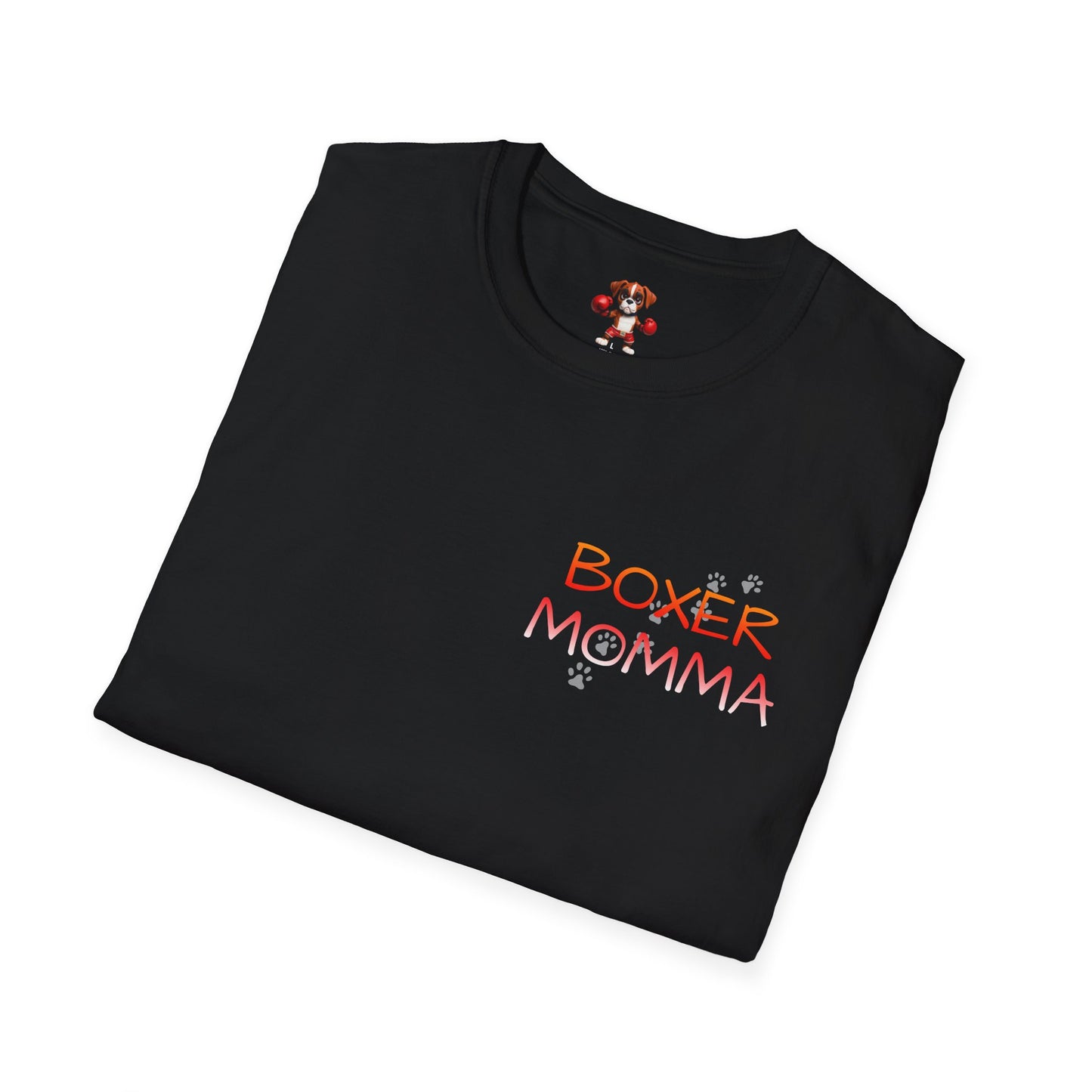 Unisex Boxer Momma T-Shirt - Softstyle Cotton Tee, Dog Lover Gift, Casual Fit, Pet Mom Shirt, Comfortable & Durable